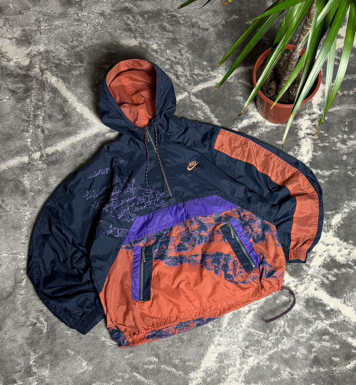 Nike 90s Nike Vintage Nylon Anorak Full Print Oversize Jacket