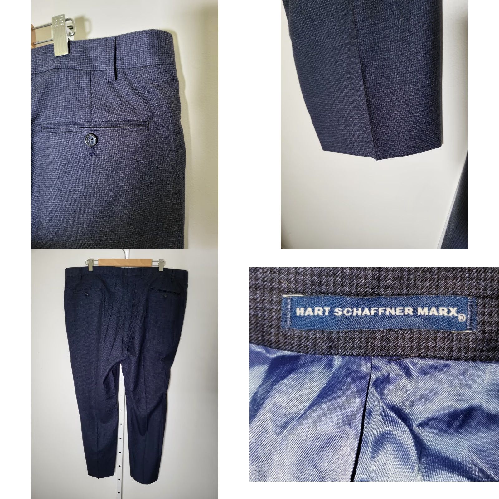 Hart Schaffner Marx Hart Schaffner Marx New York Fit 48R Blue Check 2-Piece Suit Jacket Pants XS? Size 48R - 8 Thumbnail