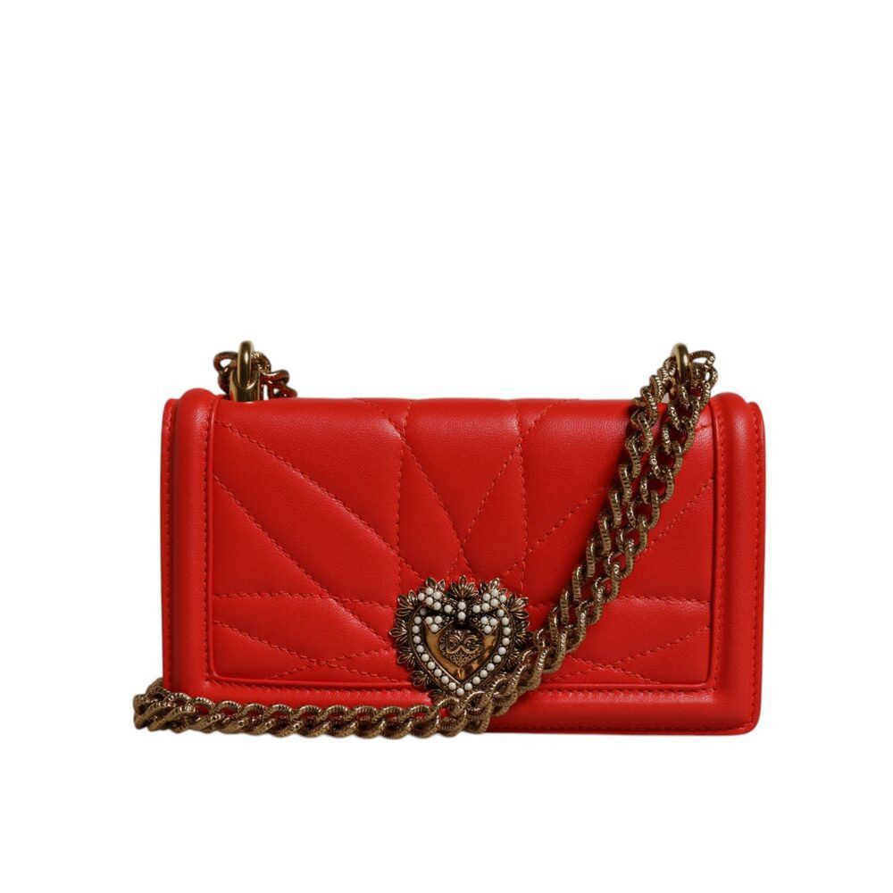 Dolce & Gabbana Red Quilted Devotion Crossbody Chain Phone C