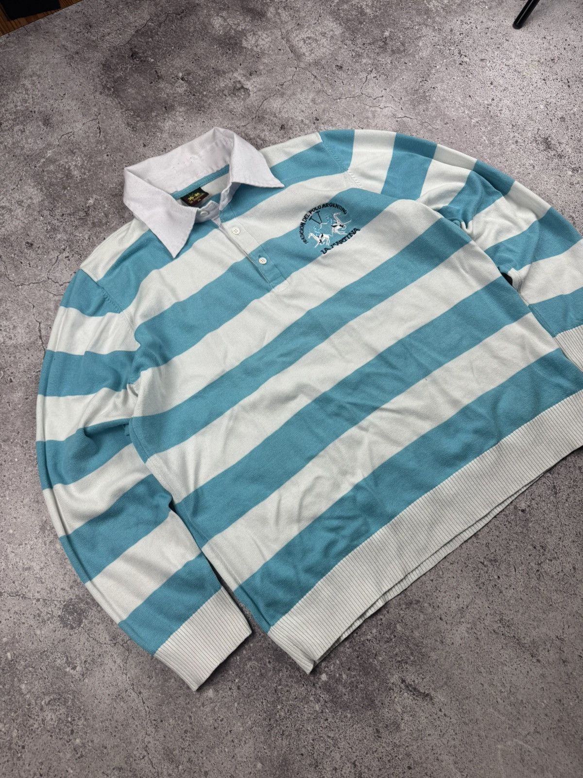 La Martina Vintage La Martina Striped Rugby Y2K Sweatshirt Size US L / EU 52-54 / 3 - 2 Thumbnail