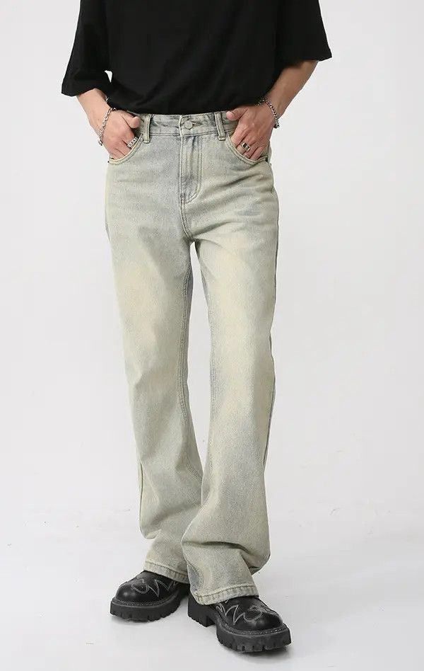 Japanese Brand Hiroko x Saki washed distressed flared straight jeans Size US 32 / EU 48 - 3 Thumbnail