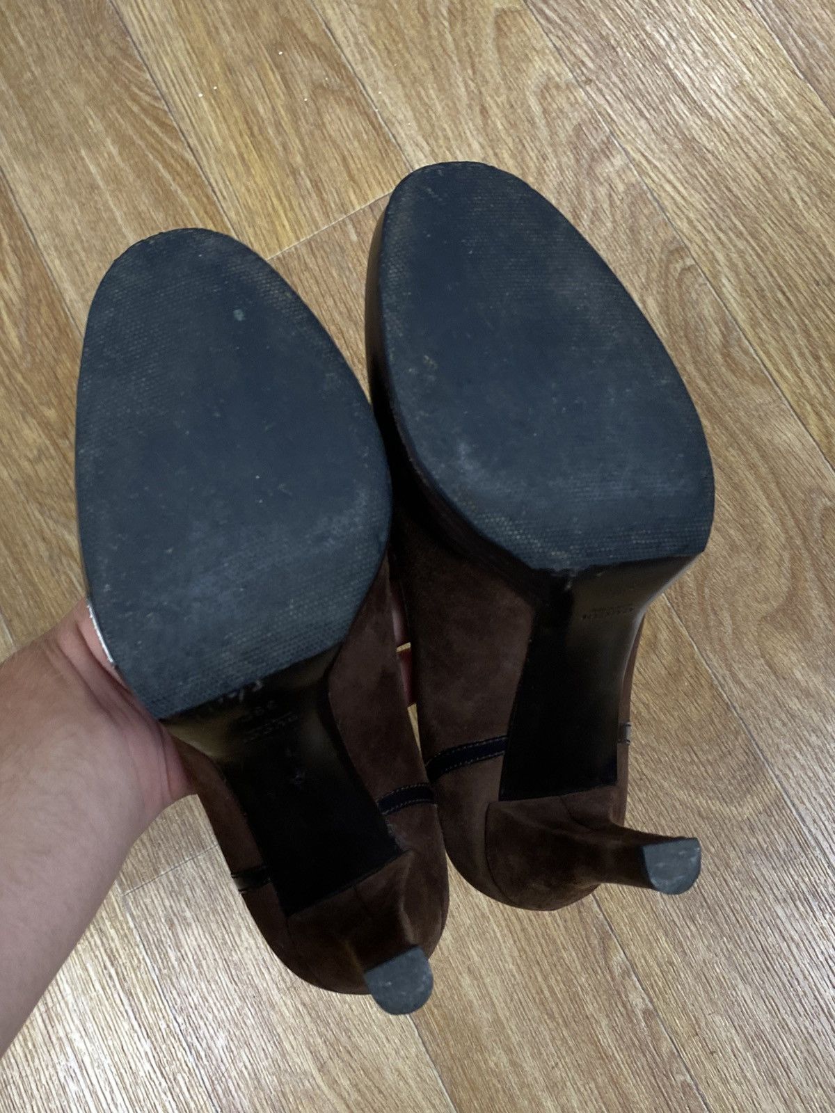 Gucci GUCCI Brown Suede And Leather Trim Buckle Details Pumps Size US 9 / IT 39 - 11 Thumbnail