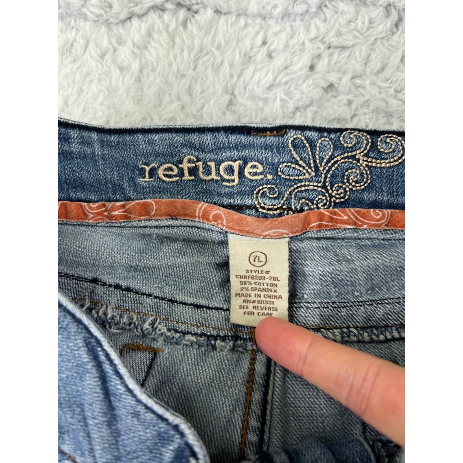 Denime Refuge Jeans Womens 7 Blue Denim Flared Distressed Embroidered Cotton Jeans Size 28" / US 6 / IT 42 - 3 Thumbnail