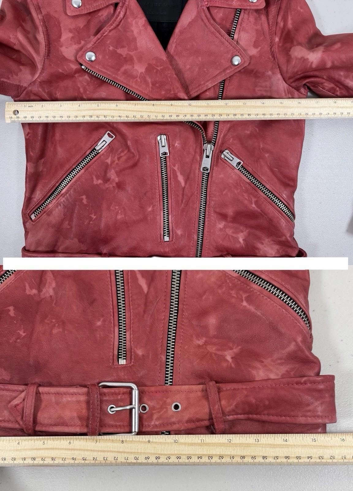 Allsaints $619 EUC All Saints Red Tie Dye Leather Biker Jacket Size 2 Size XS / US 0-2 / IT 36-38 - 8 Thumbnail