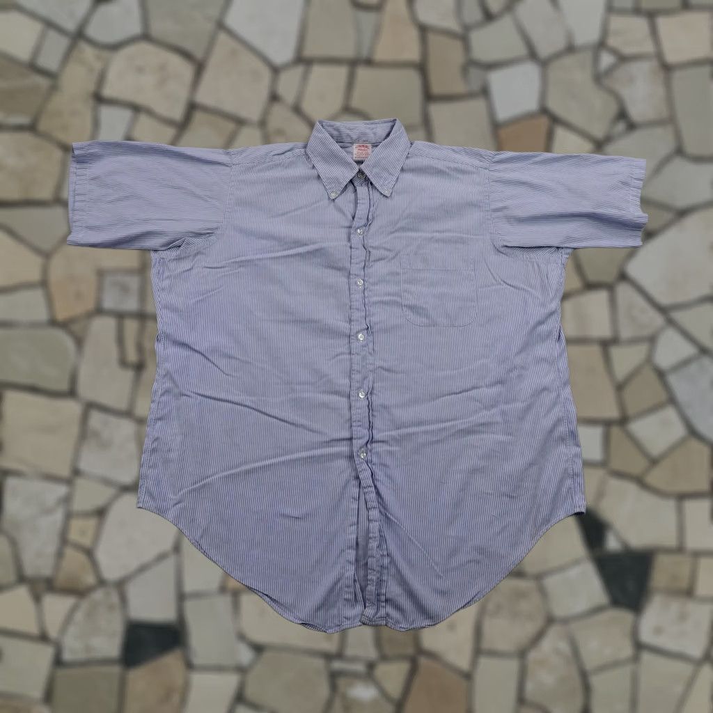 Brooks Brothers VINTAGE Brooks Brothers Shirt Mens XL Blue White Stripes Button Up 90s USA Size US XL / EU 56 / 4 - 1 Thumbnail