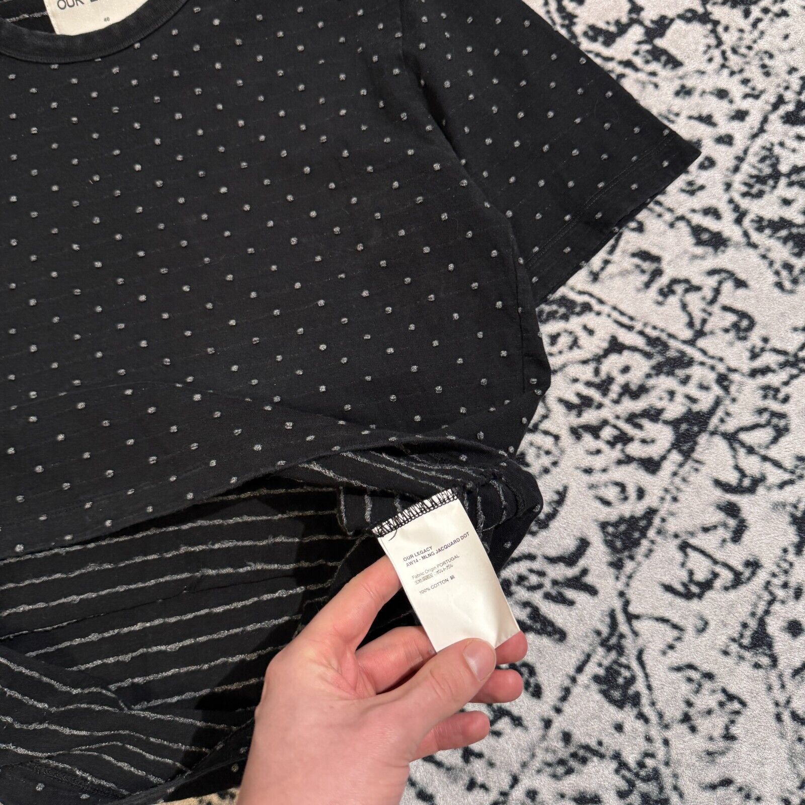 Our Legacy × Vintage Our Legacy Unisex Black Cotton T-Shirt Size S Polka Dot Size US S / EU 44-46 / 1 - 8 Thumbnail