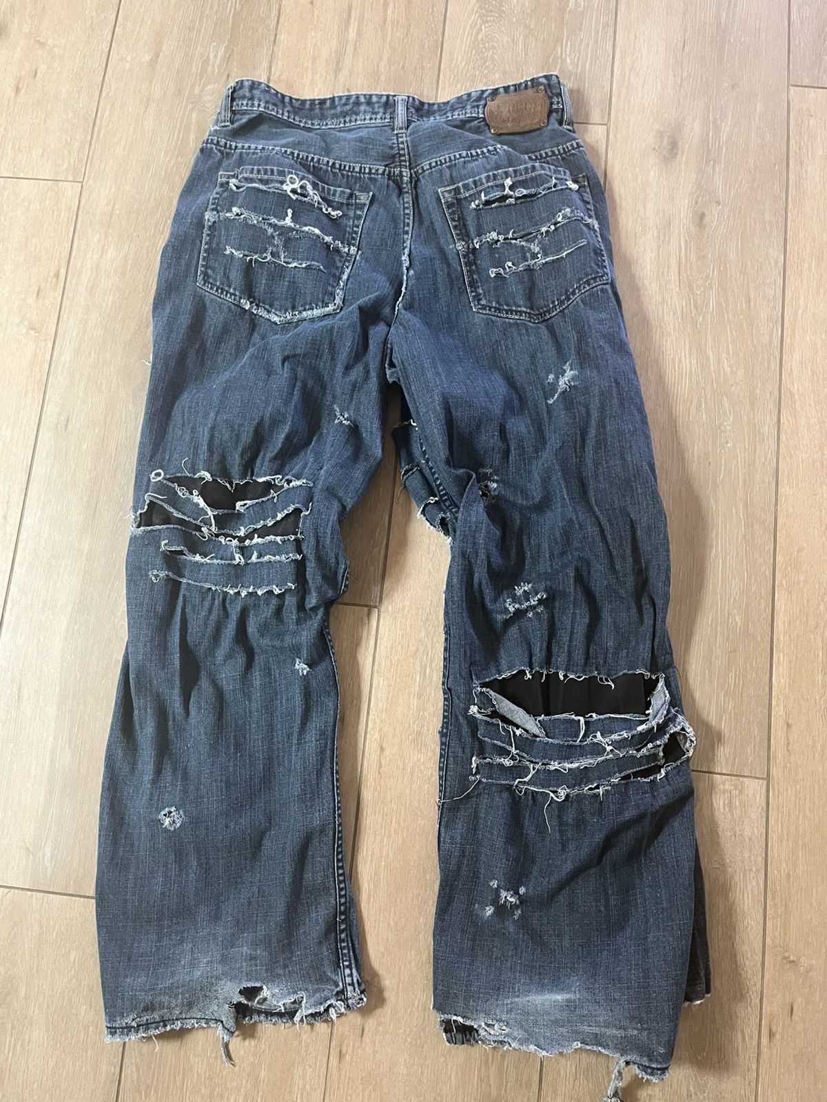 Designer × Japanese Brand baggy fit ECKO flared slit jeans Size US 36 / EU 52 - 4 Thumbnail