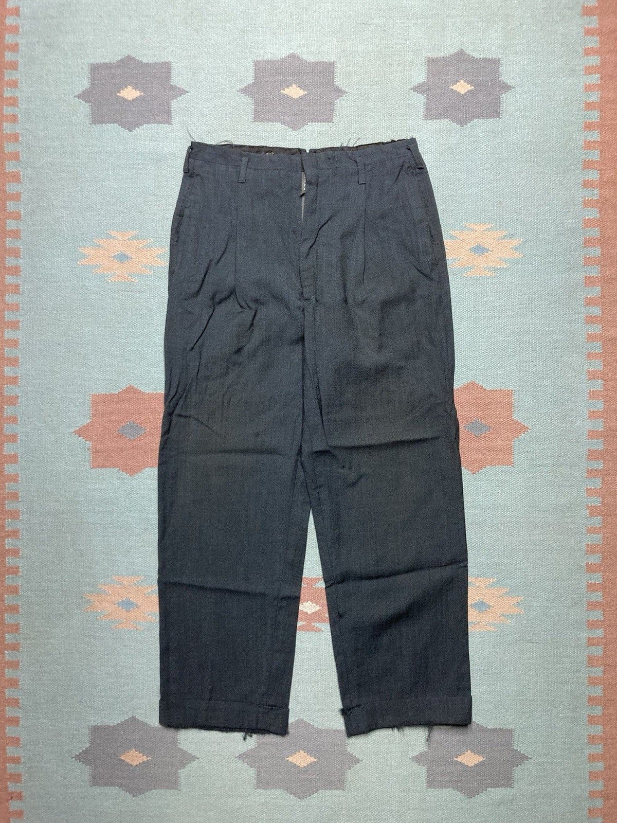 Vintage 1950s drop loop pants rayon wool? fleck rockabilly 30x28 Size US 30 / EU 46 - 1 Thumbnail