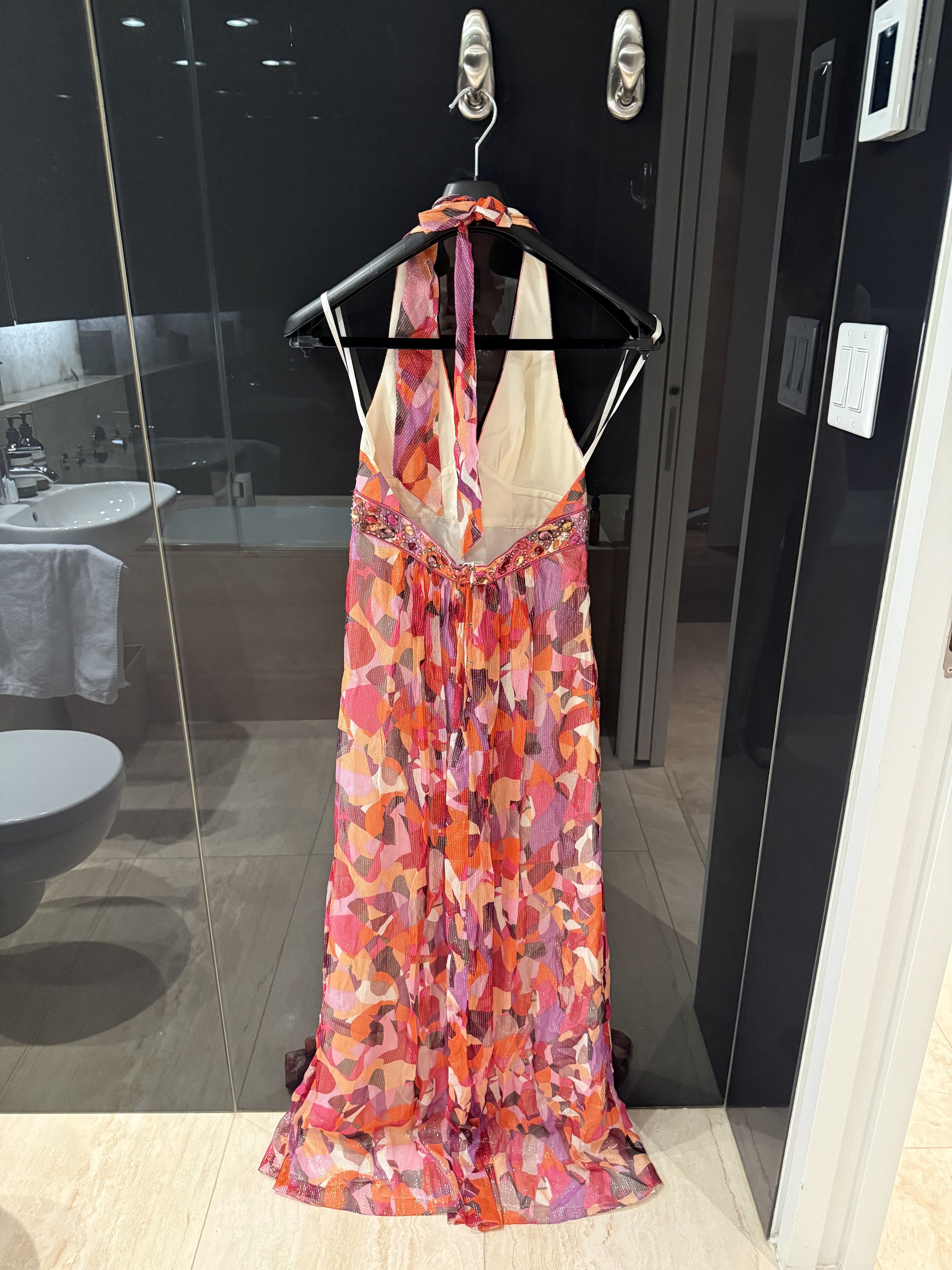 Bcbgmaxazria Long, colourful, flowy woven dress (pink/orange/brown) Size S / US 4 / IT 40 - 3 Thumbnail
