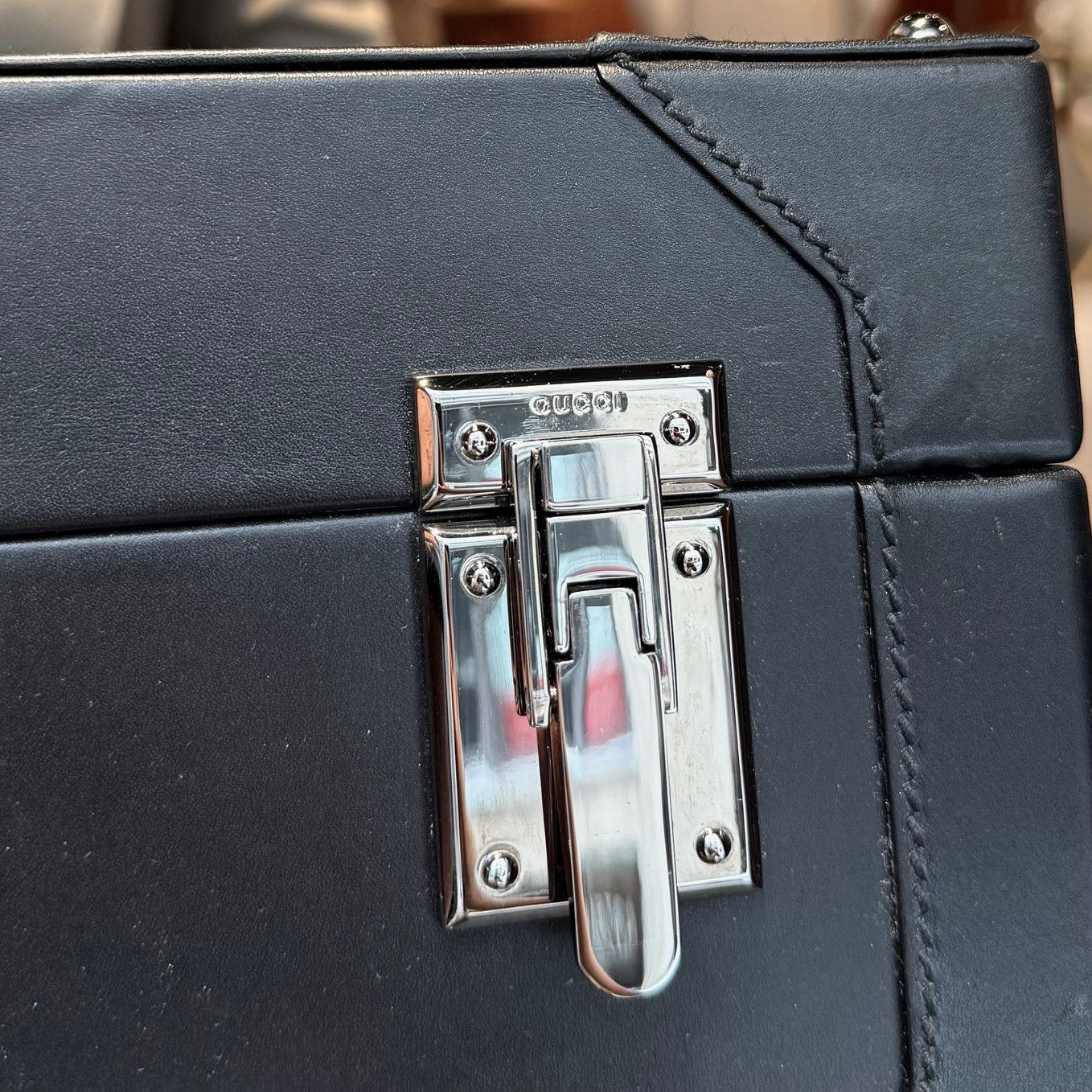 Gucci Gucci Black Leather Guccissima GG Embossed Trunk Suitcase Size ONE SIZE - 17 Thumbnail