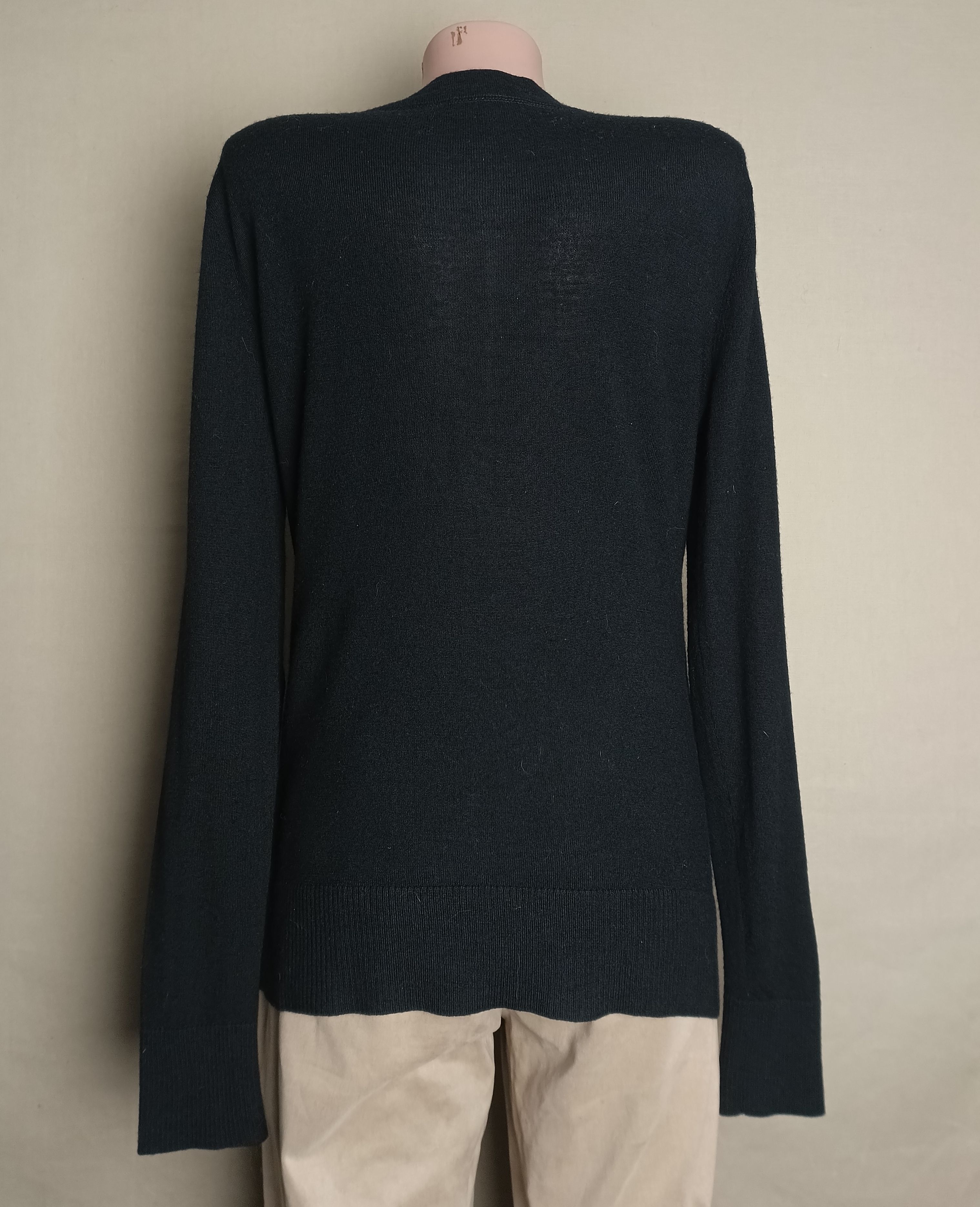 Tory Burch TORY BURCH Black Logo Button Merino Wool V-Neck Cardigan M Size M / US 6-8 / IT 42-44 - 4 Thumbnail