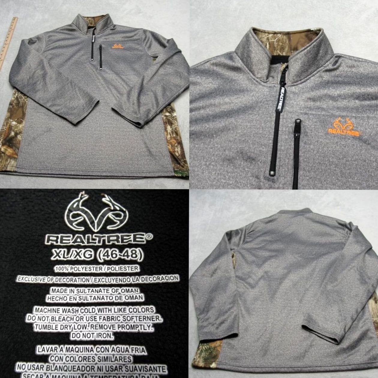 Realtree Realtree Sweatshirt Mens XL Gray Camo Trim 1/4 Zip Pullover Hunting Outdoors Size US XL / EU 56 / 4 - 2 Thumbnail