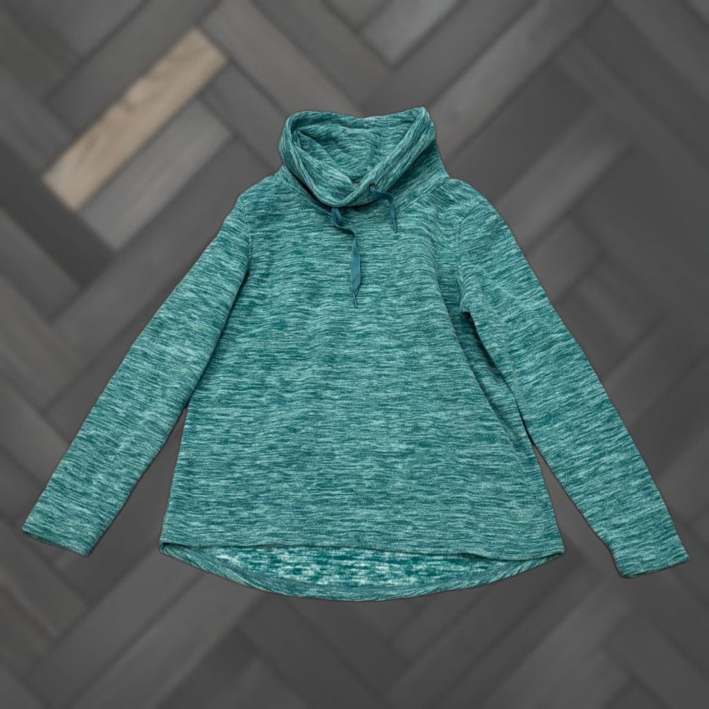 Talbots Bass Sweater Womens Large Green Teal Long Sleeve Cowl Neck Fleece Pullover Size L / US 10 / IT 46 - 1 Thumbnail