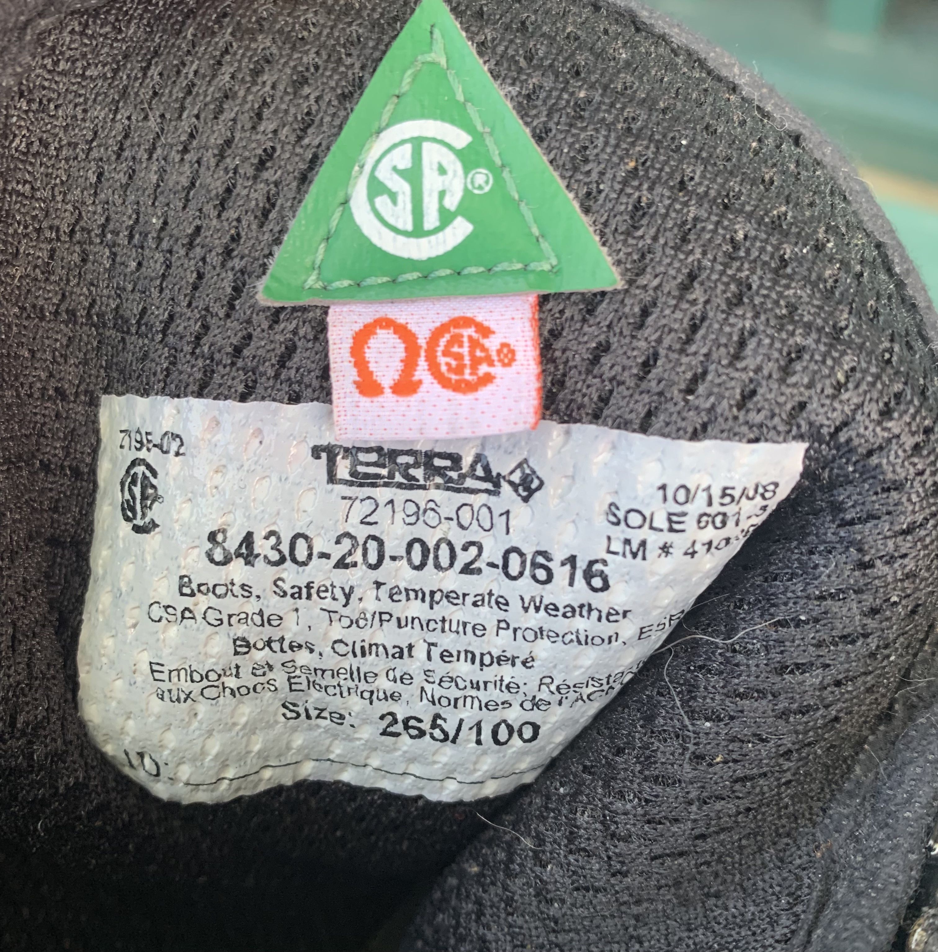 Other CF Temperate Safety Boots 265/100 Mens 9.5 R CSA Grade 1 Size US 9.5 / EU 42-43 - 5 Thumbnail