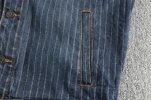 VIBE American Retro Striped Old Vintage Washed Denim Jacket Size US L / EU 52-54 / 3 - 5 Thumbnail