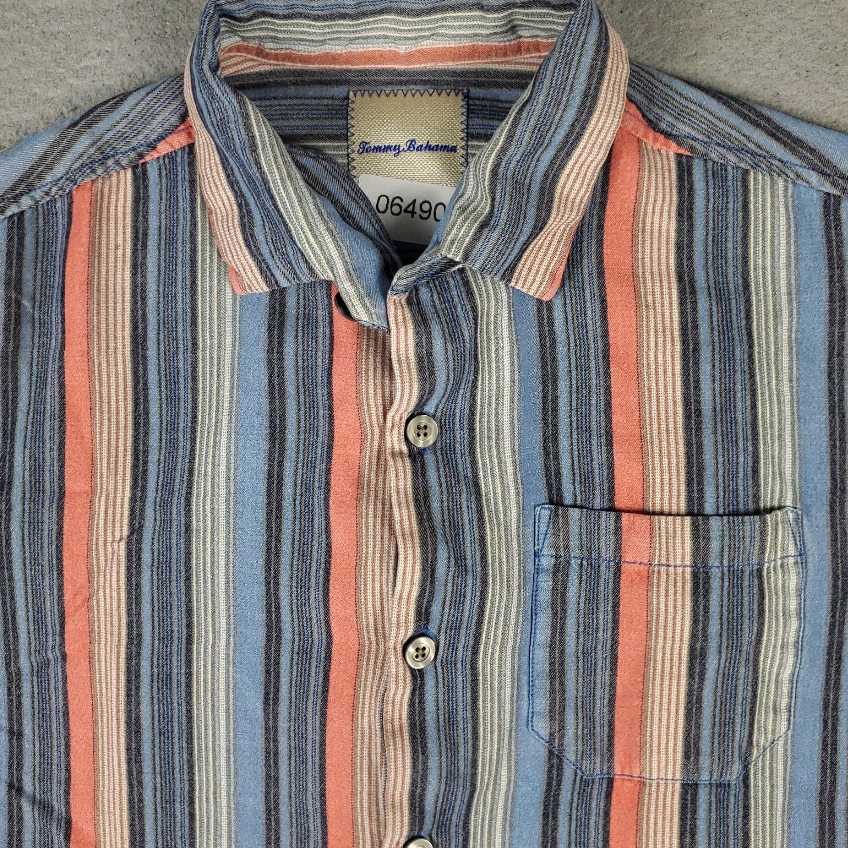 Tommy Bahama Tommy Bahama Shirt Mens Medium Blue Striped Silk Hawaiian Button Up Shirt Size US M / EU 48-50 / 2 - 2 Thumbnail