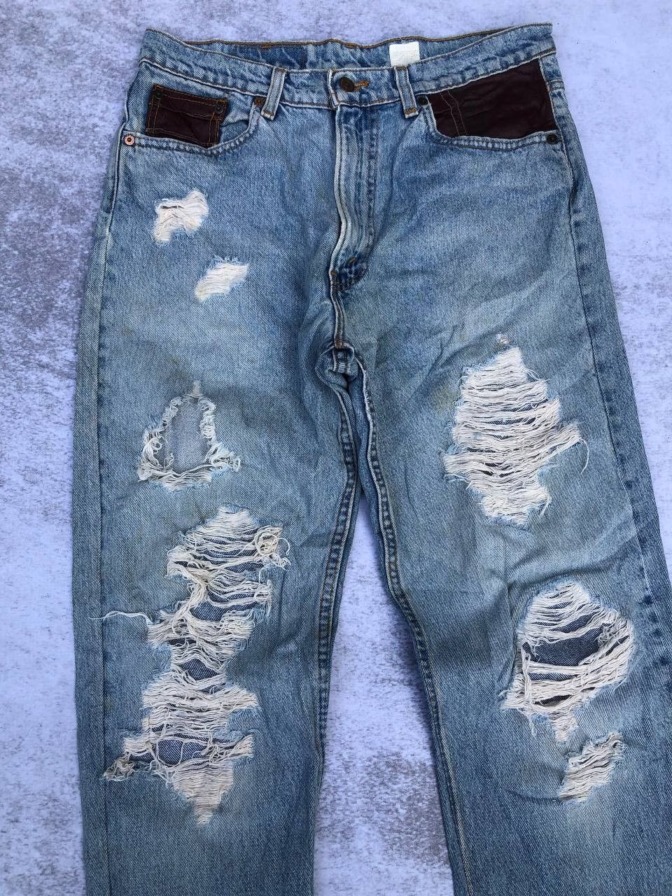 Levi's Vintage Thrashed Levi's Leather Pocket Ripped Jeans Size US 33 - 2 Thumbnail