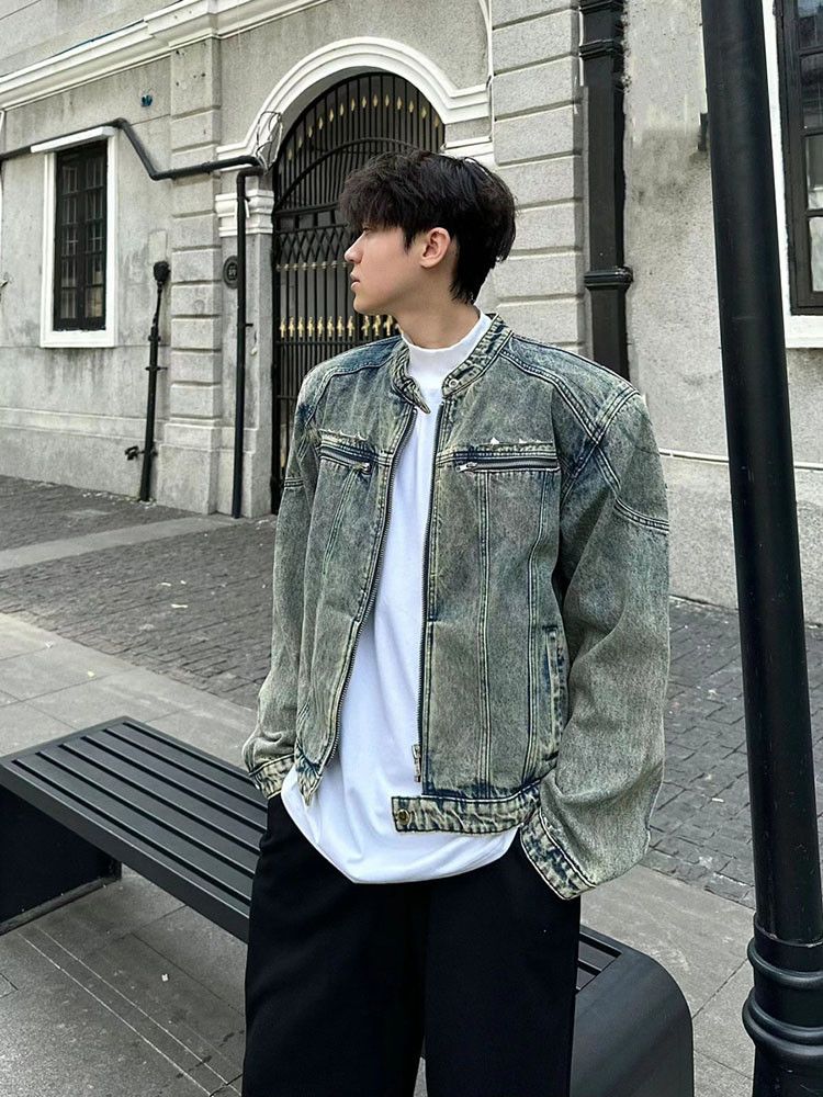 Japanese Brand × Vintage Vintage Washed Distress Zipper Jacket Size US XL / EU 56 / 4 - 4 Thumbnail