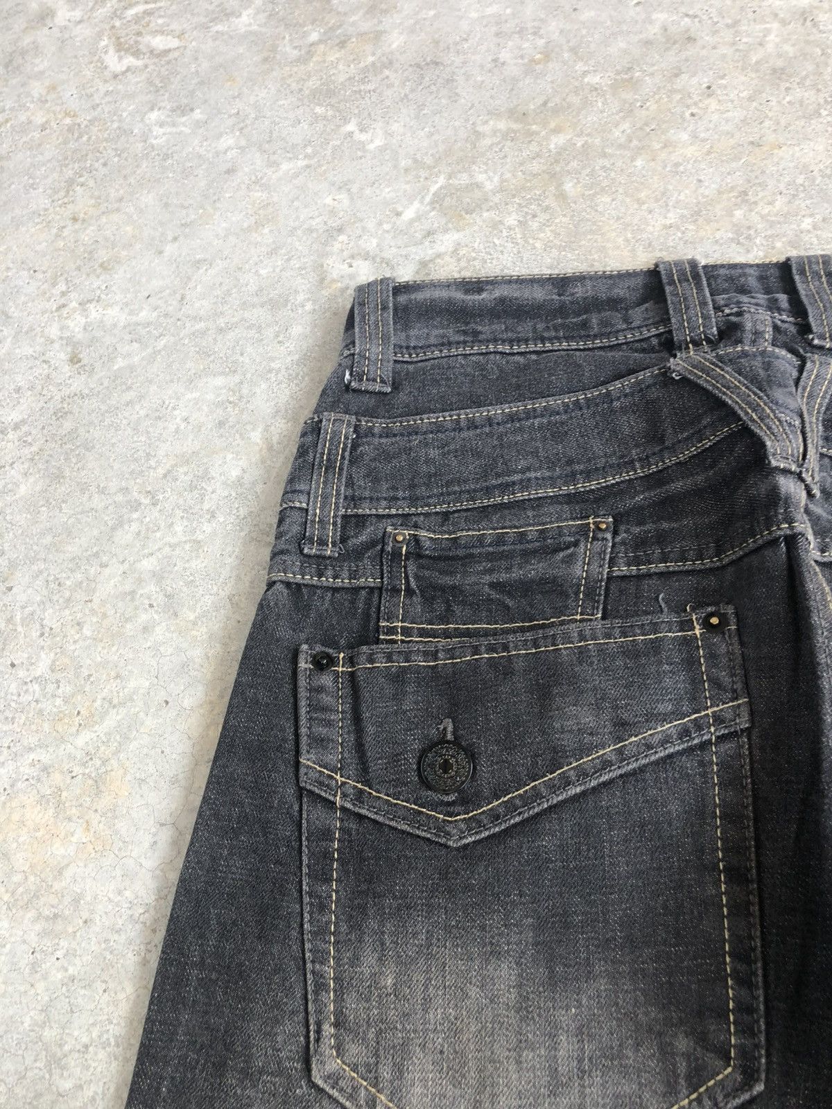 If Six Was Nine Japanese Urban Flared Jeans Double Waist Distressed Denim Size US 32 / EU 48 - 16 Thumbnail