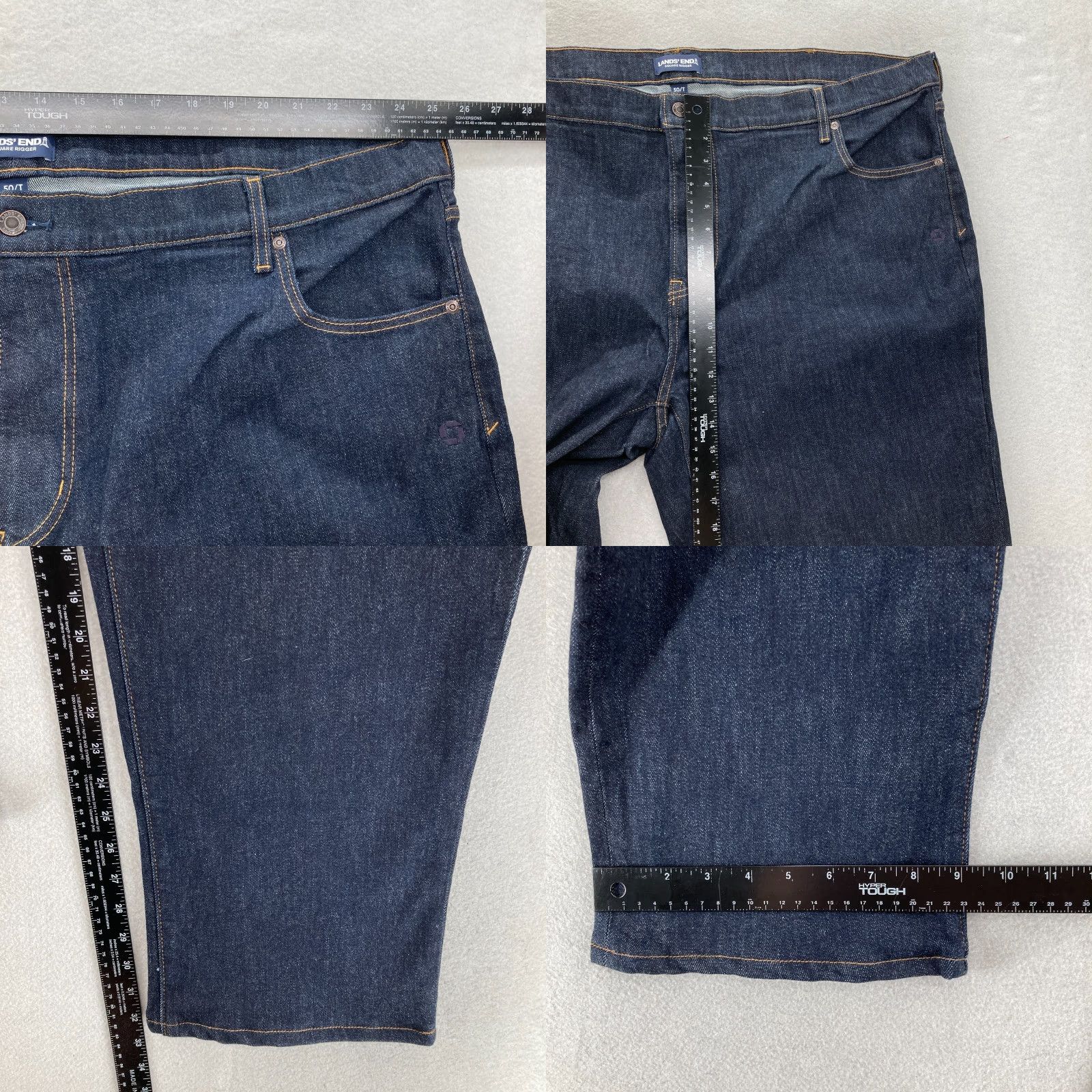 Lands' End Lands' End Square Rigger Jeans Mens 50 Traditional Fit Denim Blue Pants Jeans Wide 5-Pocket Stretch Regular 50 Tall Mens Size US 34 / EU 50 - 8 Thumbnail