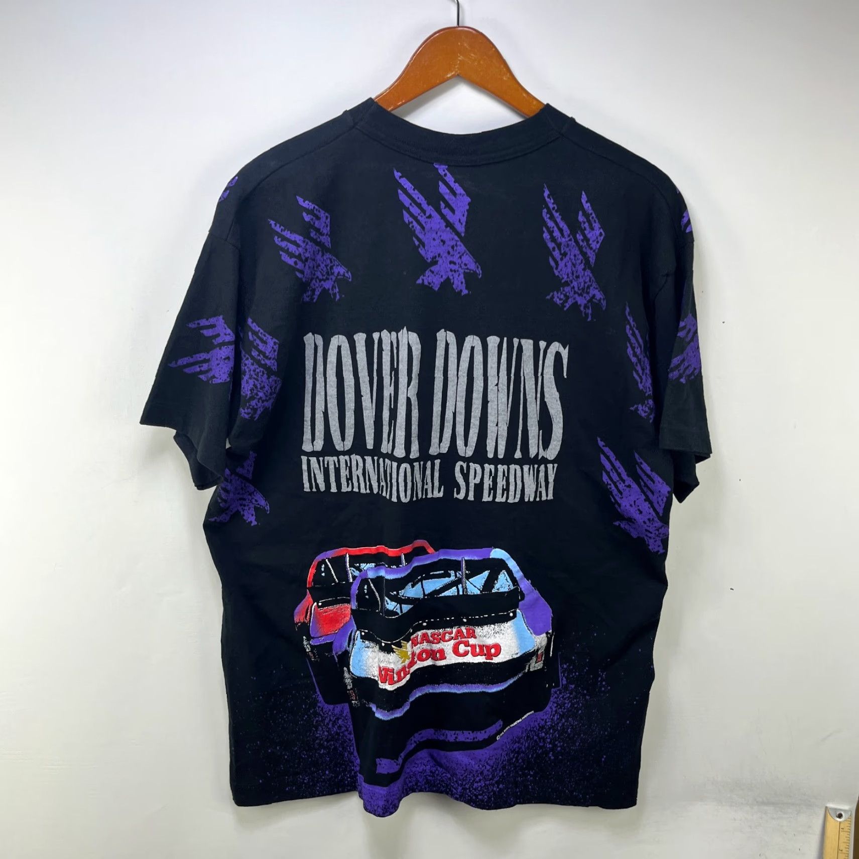 NASCAR VINTAGE NASCAR All Over Print Winston Cup T Shirt XL Black 90s 1990s Mens Short Sleeve Crew Neck Graphic Print Skull Double-Sided All Seasons Size US XL / EU 56 / 4 - 3 Thumbnail