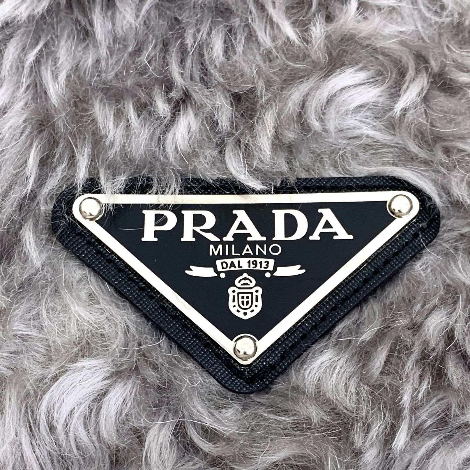 Prada Prada Womens Gray Faux Fur & Knit Jacket With Triangular Log Size S / US 4 / IT 40 - 5 Thumbnail