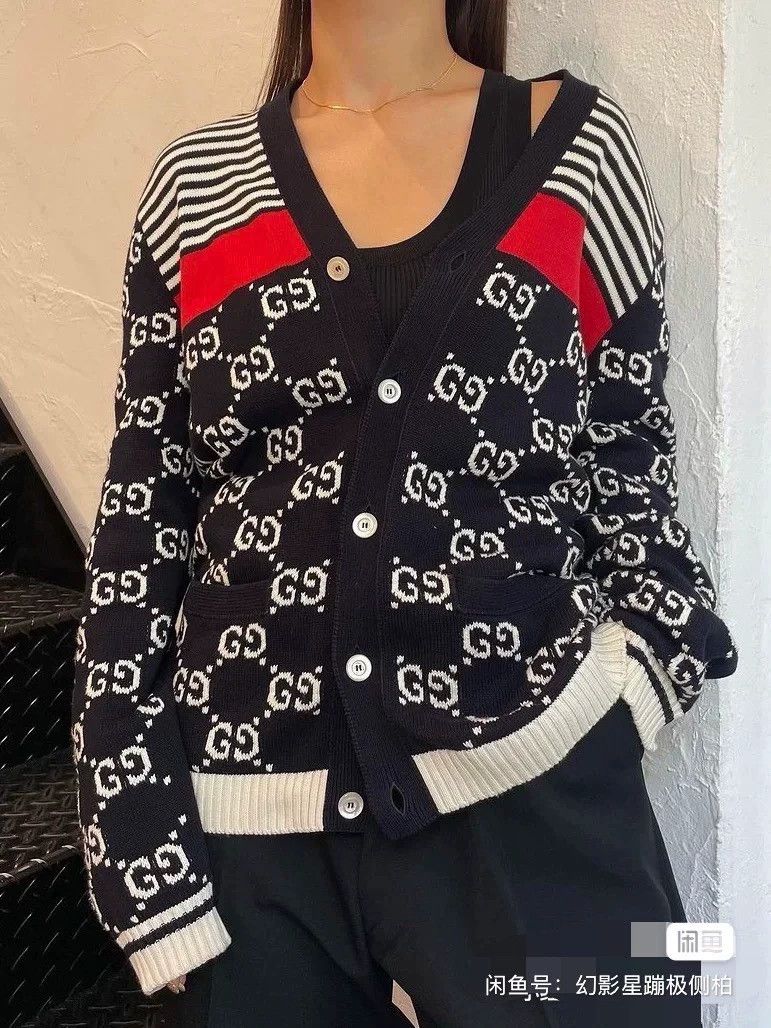 Gucci Gucci Full-print stitching striped cardigan jacket 2504-Nex Size L / US 10 / IT 46 - 1 Thumbnail