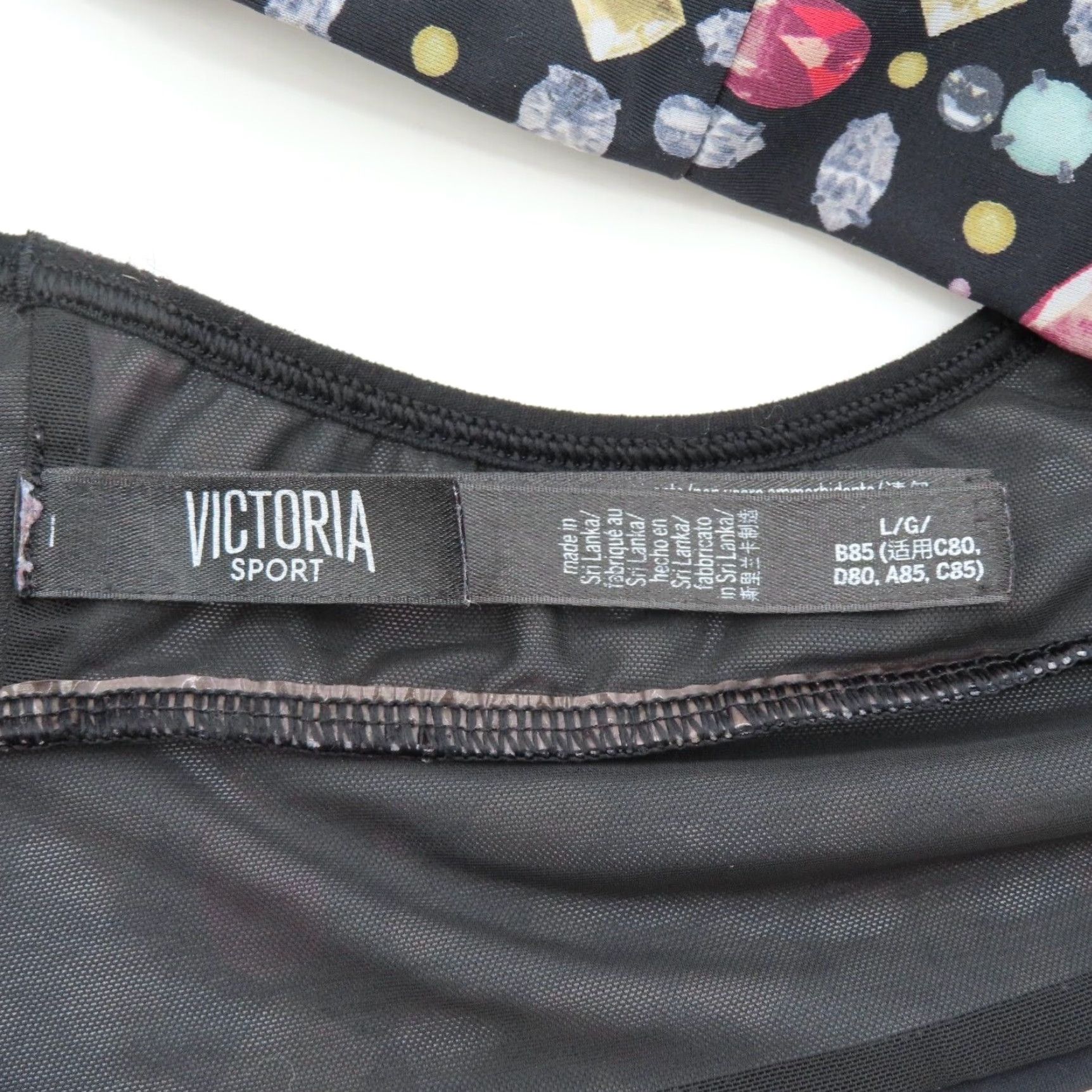 Victoria's Secret Victoria's Secret Victoria Sport Large Bejeweled Gemstone Racerback Wireless Sports Bra Black L Women Shirt Size ONE SIZE - 5 Thumbnail