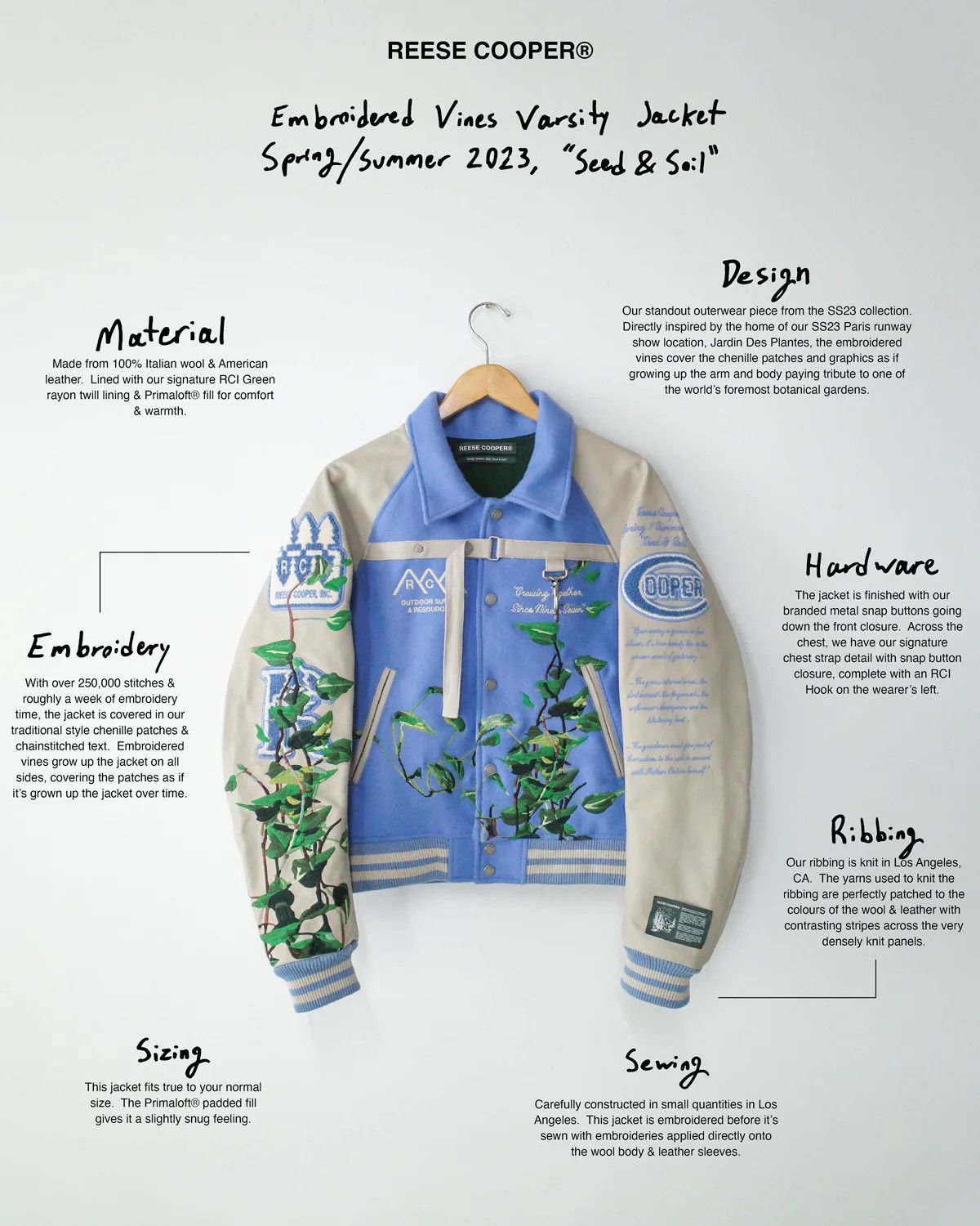 Reese Cooper Reese Cooper Embroidered Vibes Varsity Jacket Size US S / EU 44-46 / 1 - 14 Thumbnail