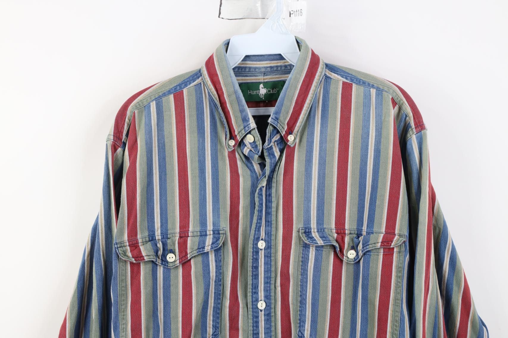 Vintage Vintage 90s Streetwear Striped Collared Button Down Shirt Size US L / EU 52-54 / 3 - 2 Thumbnail