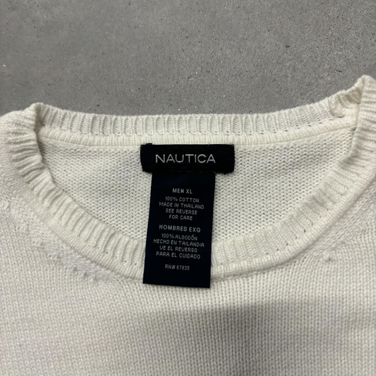 Japanese Brand × Vintage Crazy Vintage Y2K/2000s White Striped Essential Sweater! Size US L / EU 52-54 / 3 - 4 Thumbnail