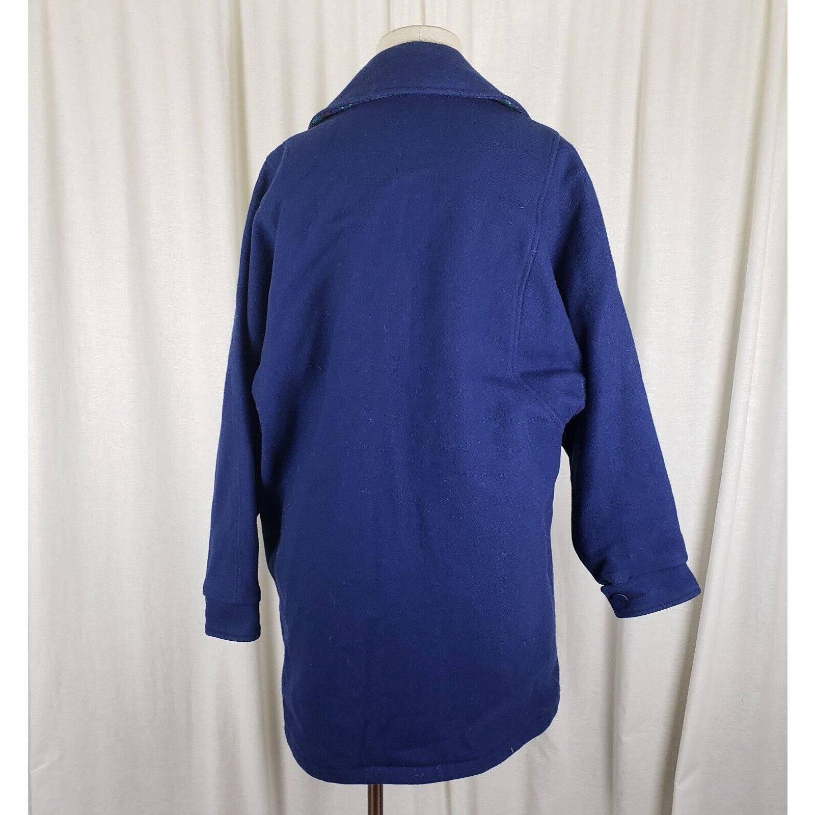 Woolrich Woolen Mills Vtg Woolrich Woman Cobalt Plaid Lined Wool Car Coat Peacoat Size S / US 4 / IT 40 - 4 Thumbnail