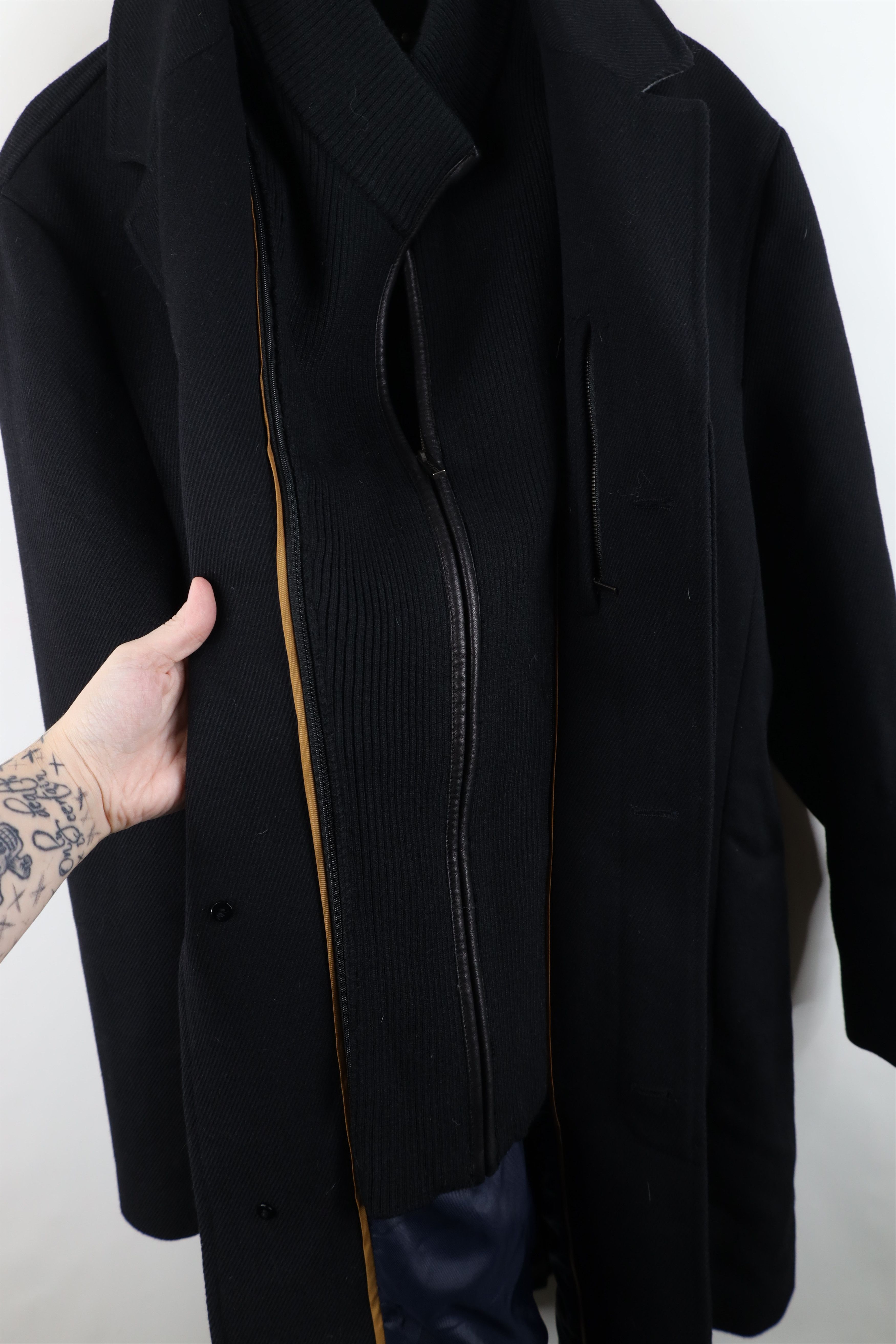 Cole Haan Cole Haan Ribbed Overcoat Jacket with Sweater Bib Black Size US L / EU 52-54 / 3 - 10 Thumbnail