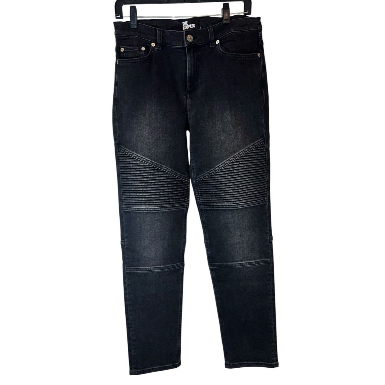 The Kooples The Kooples Women’s Moto Skinny Jeans Black Low Rise Ribbed Size 30" / US 8 / IT 44 - 4 Thumbnail