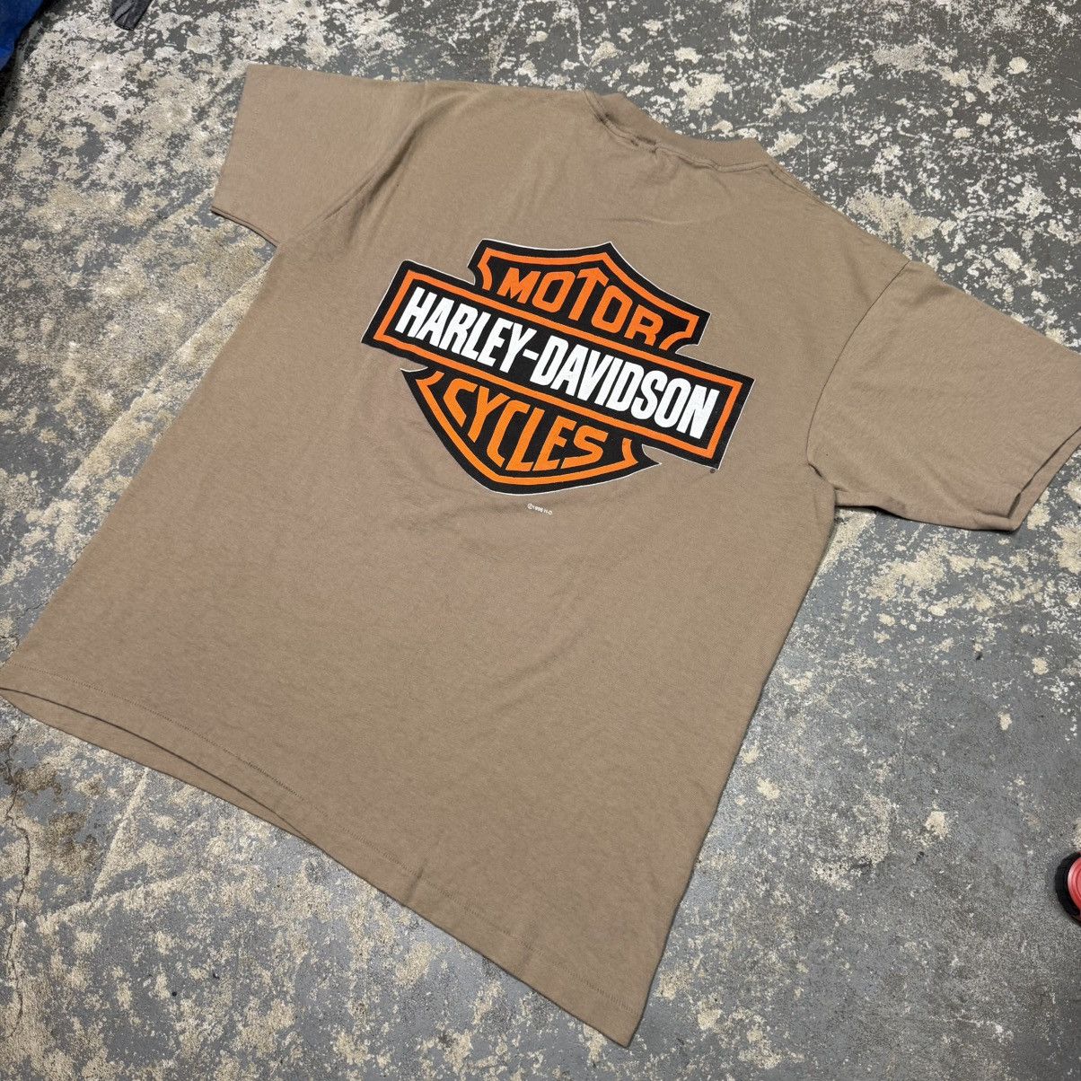 Vintage Vintage Harley Davidson Eagle Sunset Motorcycle Brown Tshirt Size US L / EU 52-54 / 3 - 7 Thumbnail
