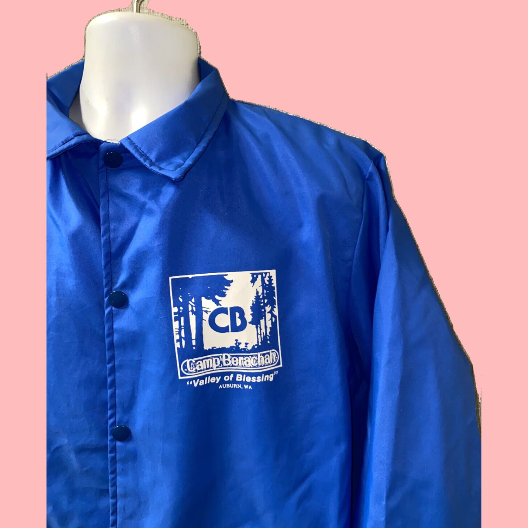 Vintage VINTAGE Eagle Blue Snap Button Camp Berachah Jacket Mens Large Size US L / EU 52-54 / 3 - 2 Thumbnail