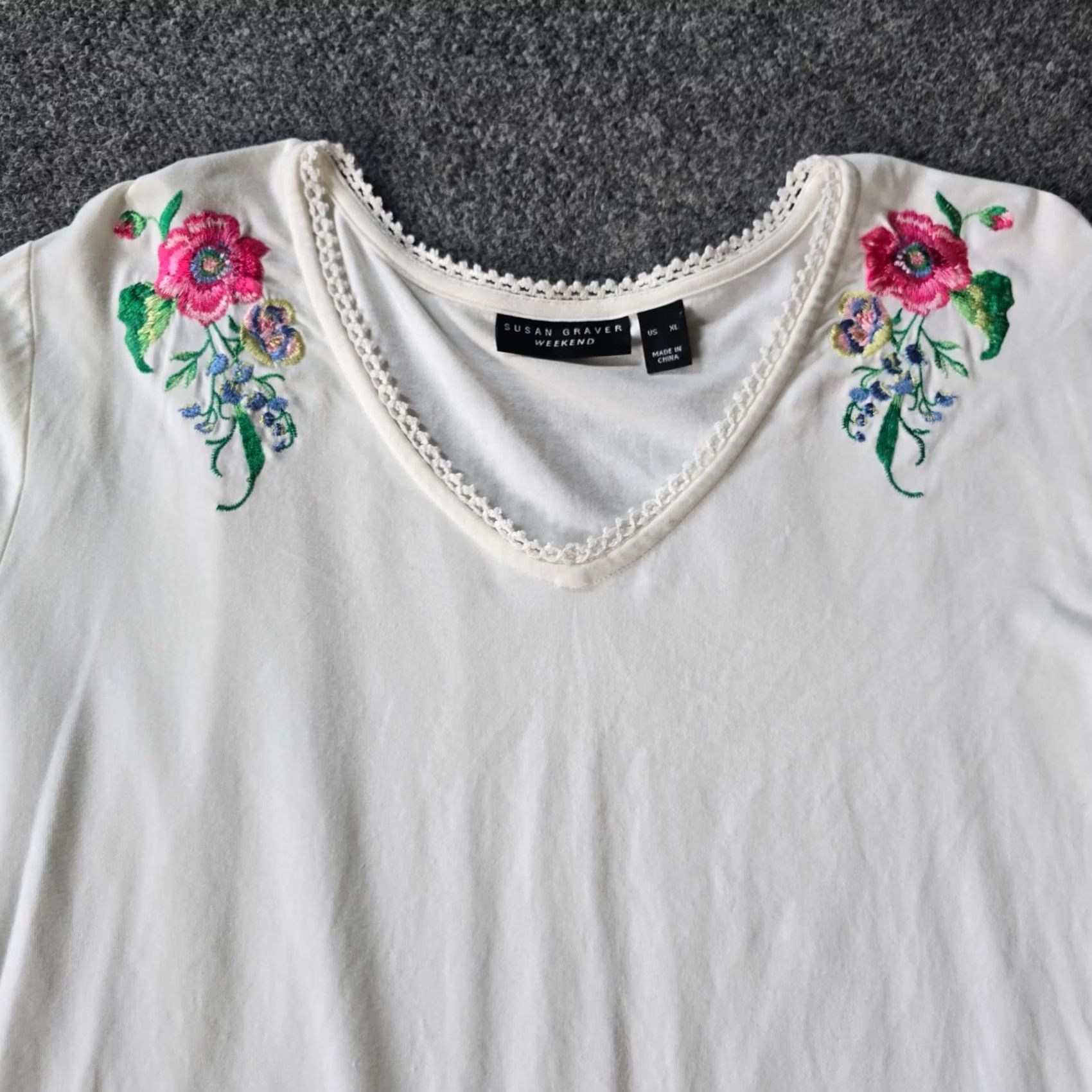 Vintage Susan Graver Top Women XL White Floral Embroidery Long Sleeve Blouse Shirt Casual Boho Fashion Vintage: No Size XL / US 12-14 / IT 48-50 - 2 Thumbnail