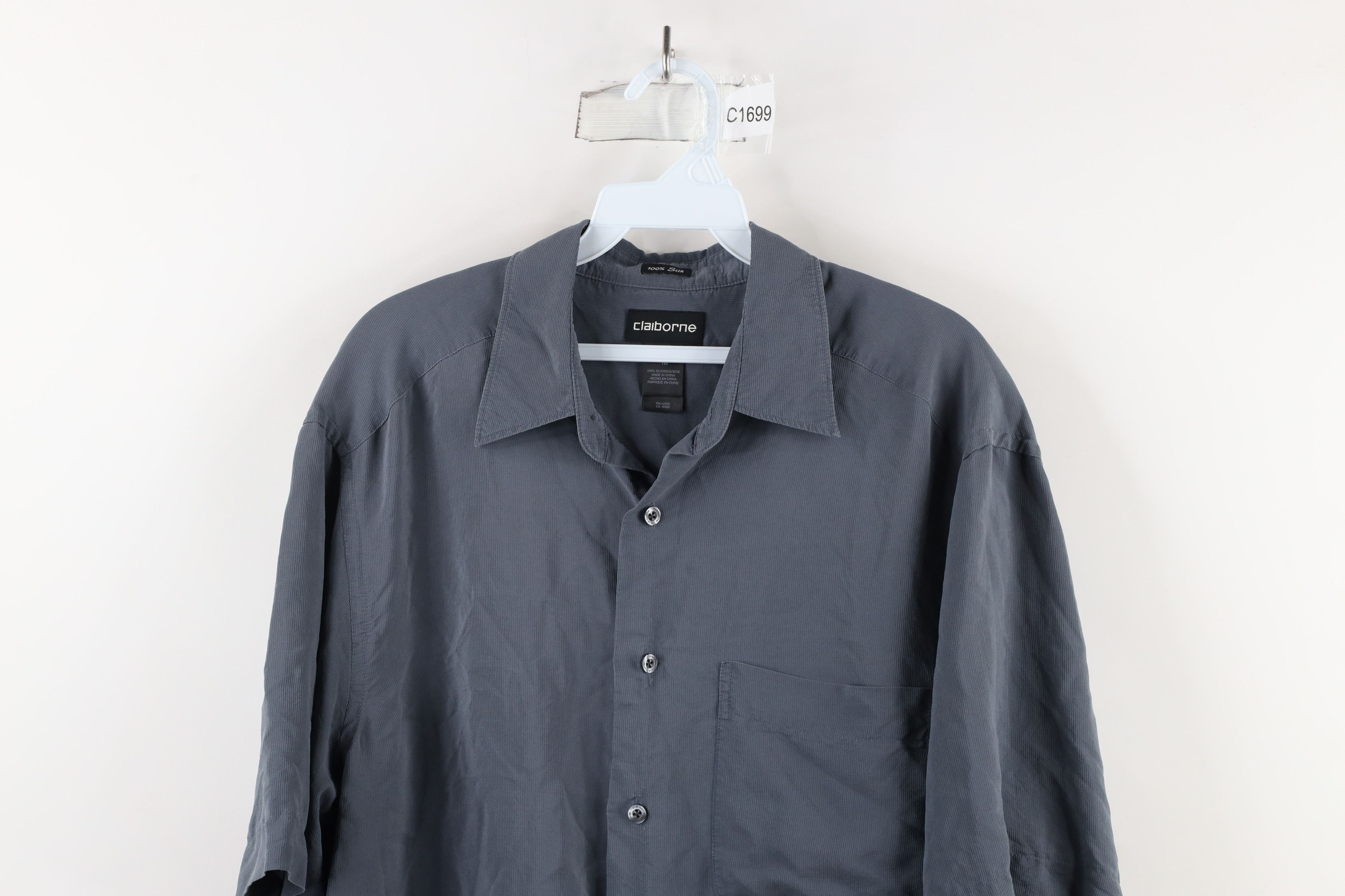 Vintage Vintage 90s Streetwear Short Sleeve Button Shirt Steel Blue Size US M / EU 48-50 / 2 - 2 Thumbnail