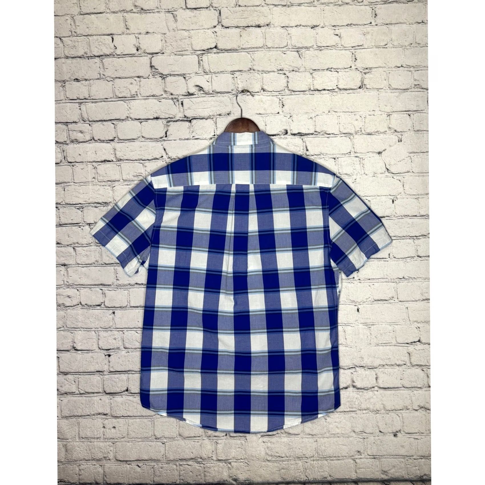 U.S. Polo Assn. US Polo Assn Plaid Shirt Button-Down Short Sleeve Men L Blue Embroidered Pony Logo Casual Shirt Size US L / EU 52-54 / 3 - 6 Thumbnail