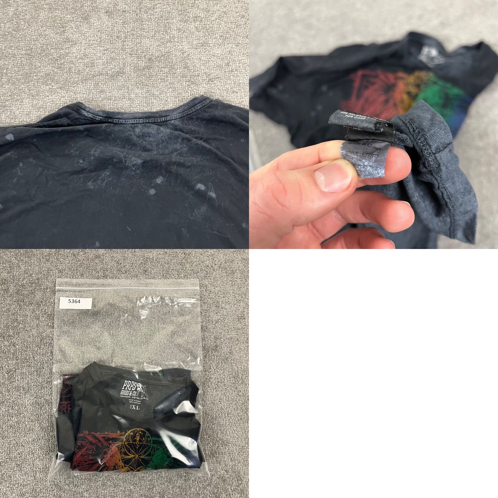 Prps PRPS Shirt Mens 2XL Gray Multicolor Eagle Bruised Never Broken Graphic Fits L/XL Size US XXL / EU 58 / 5 - 8 Thumbnail