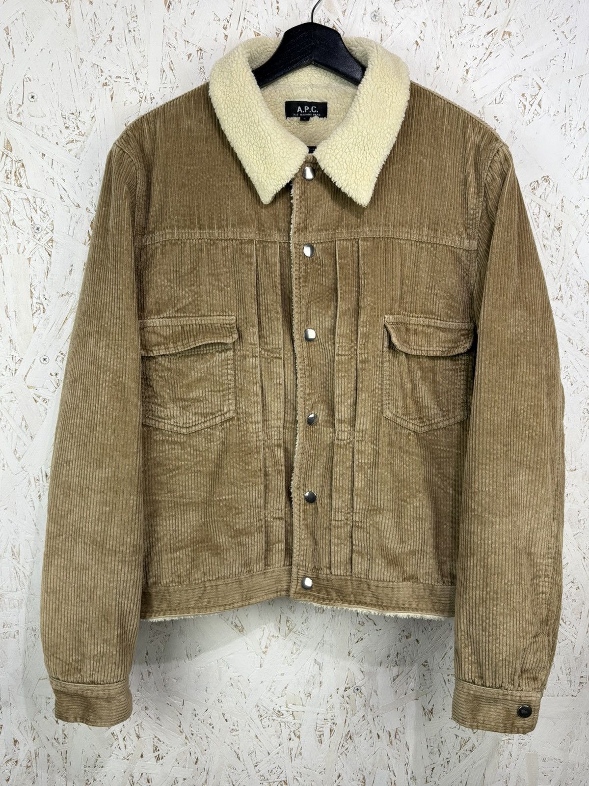 A.P.C. APC Shearling Ribbed Corduroy Sherpa Jacket Size L Beige Size US L / EU 52-54 / 3 - 1 Thumbnail
