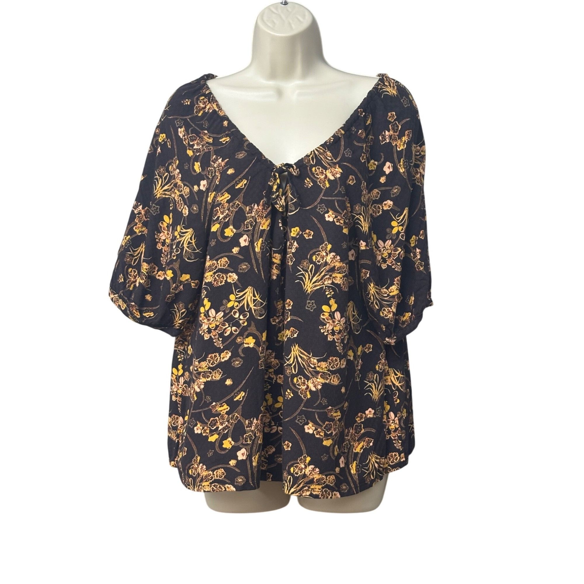 Treasure & Bond Treasure & Bond Women’s Elbow Sleeve Printed Peasant Top, Br Size XS / US 0-2 / IT 36-38 - 2 Thumbnail