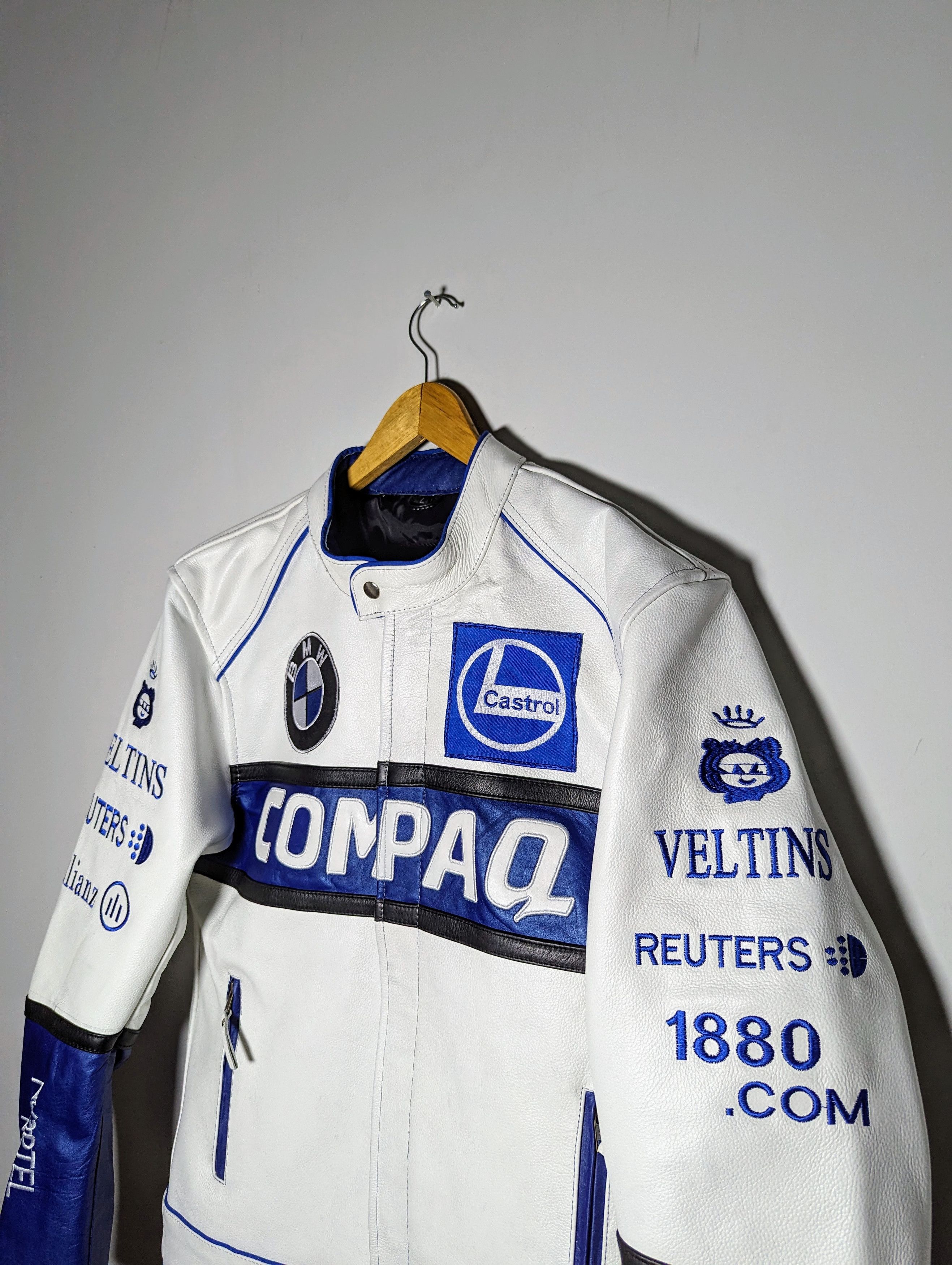 Other 🔥 BMW 💀COMPAQ 90s RACING LEATHER JACKET VINTAGE STREETWEAR Size US XXL / EU 58 / 5 - 4 Thumbnail