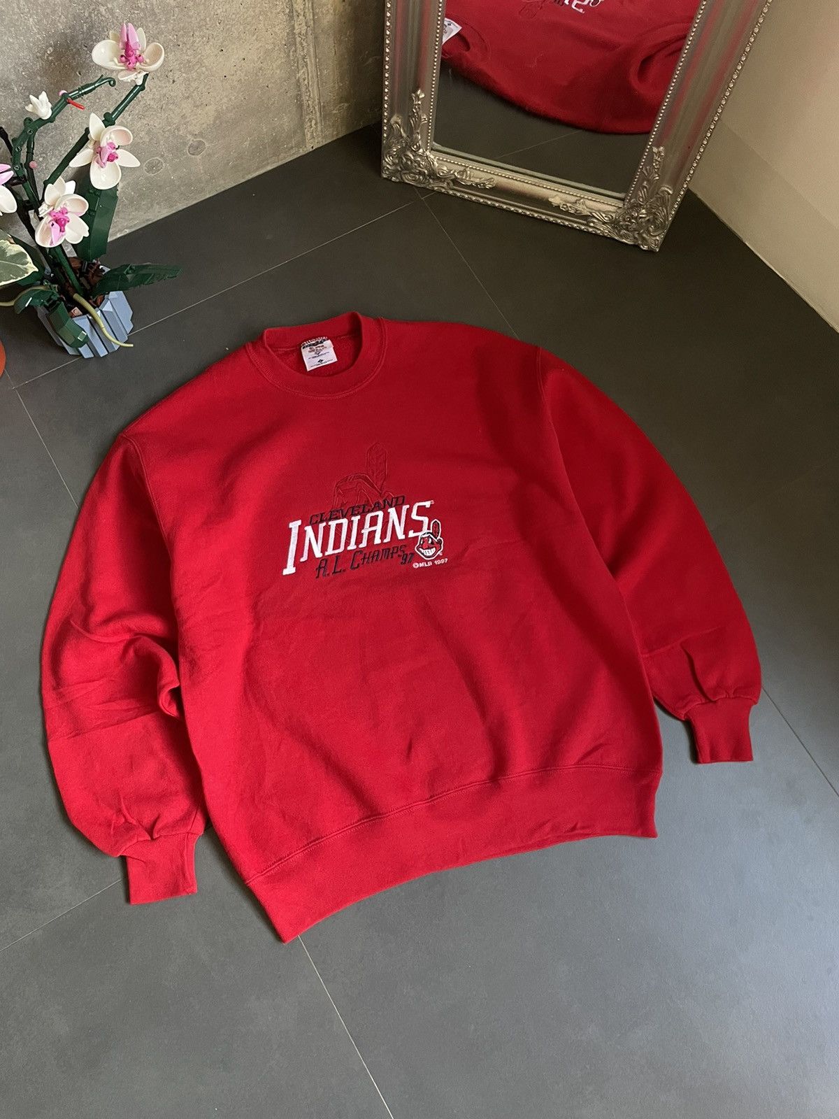 MLB Rare Vintage Cleveland Indians Champs 1997 Jerzees Y2k Swtsh Size US L / EU 52-54 / 3 - 2 Thumbnail
