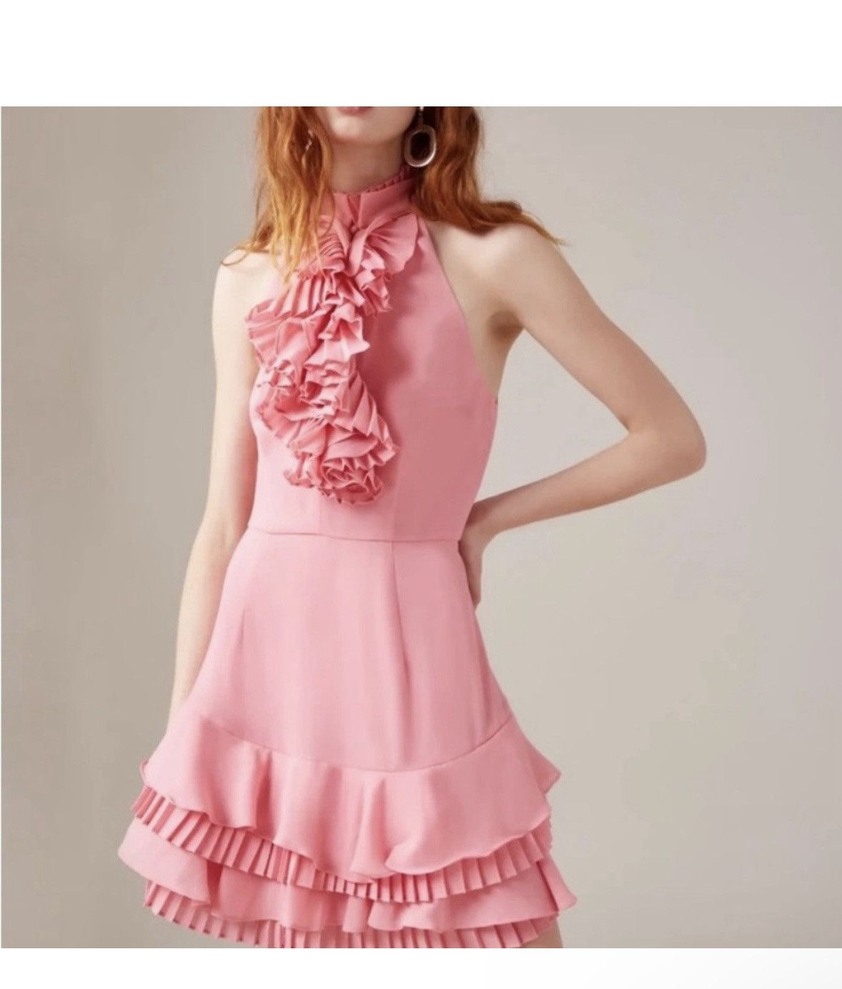 Other CMEO Pink ruffle halter neck mini dress size S Size S / US 4 / IT 40 - 1 Thumbnail