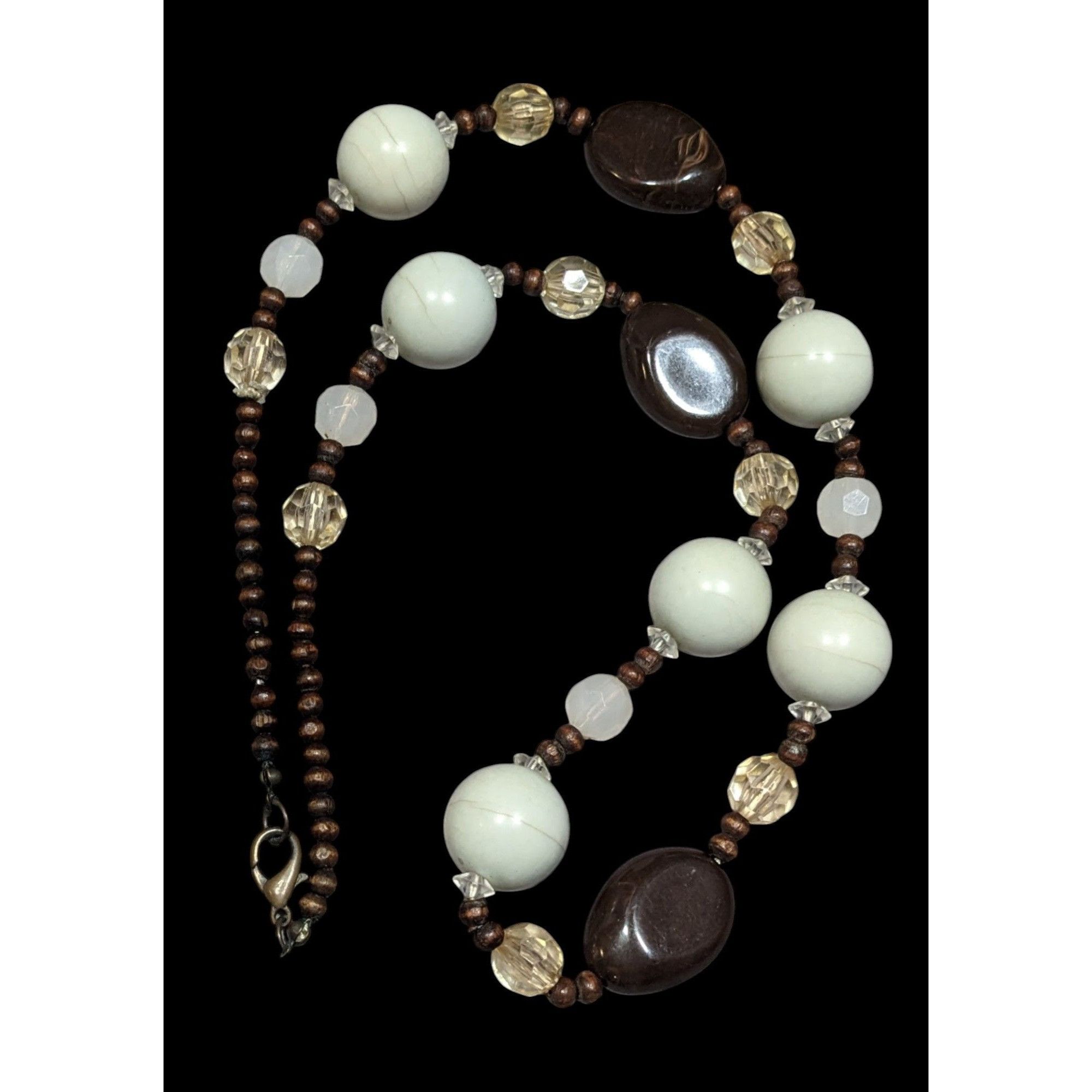 Other Bohemian Neutral Tone Wood And Acrylic Beaded Necklace Size ONE SIZE - 1 Thumbnail