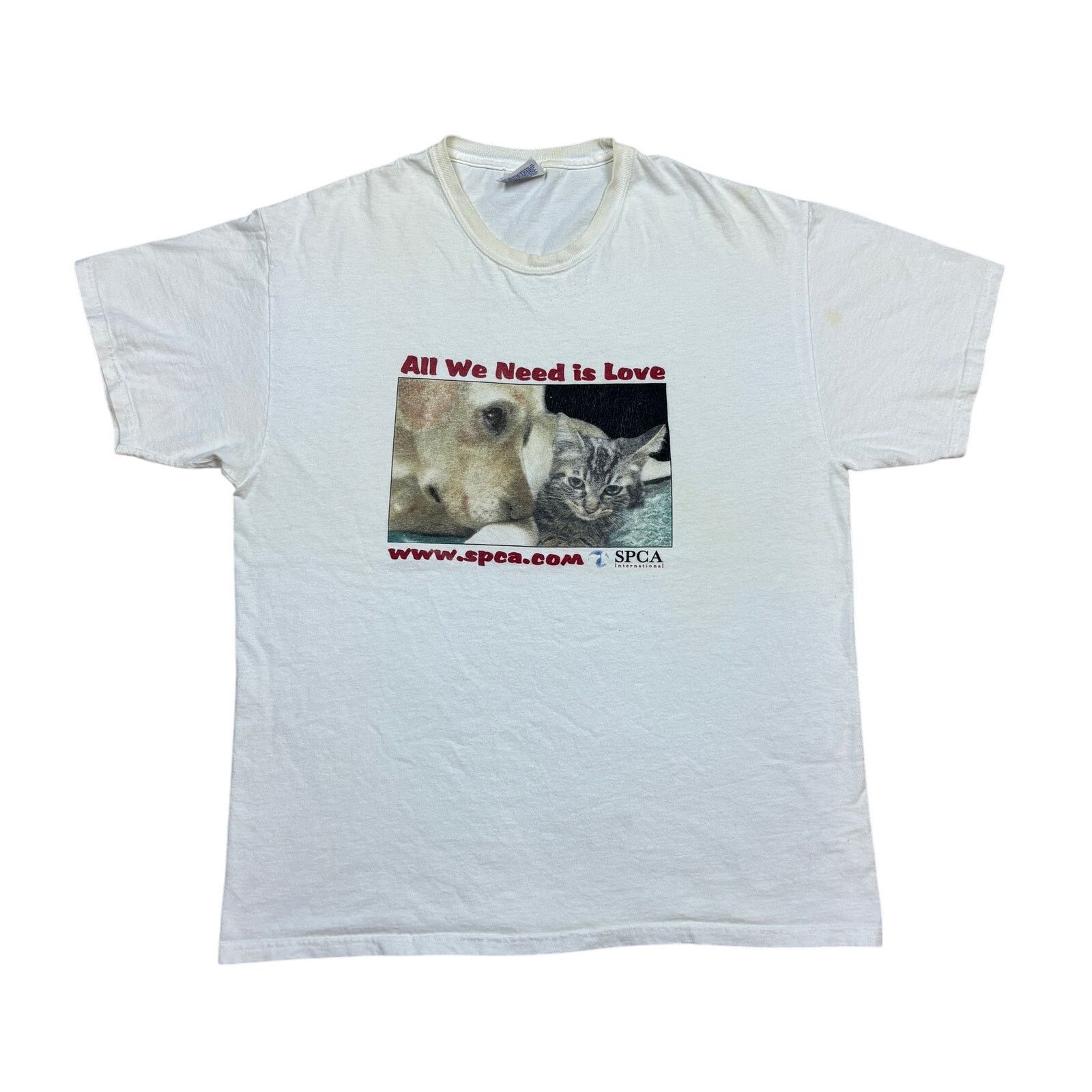 Hanes × Vintage Vintage Y2K SPCA All We Need Is Love Cat Dog Shirt Men's L Size US L / EU 52-54 / 3 - 1 Thumbnail