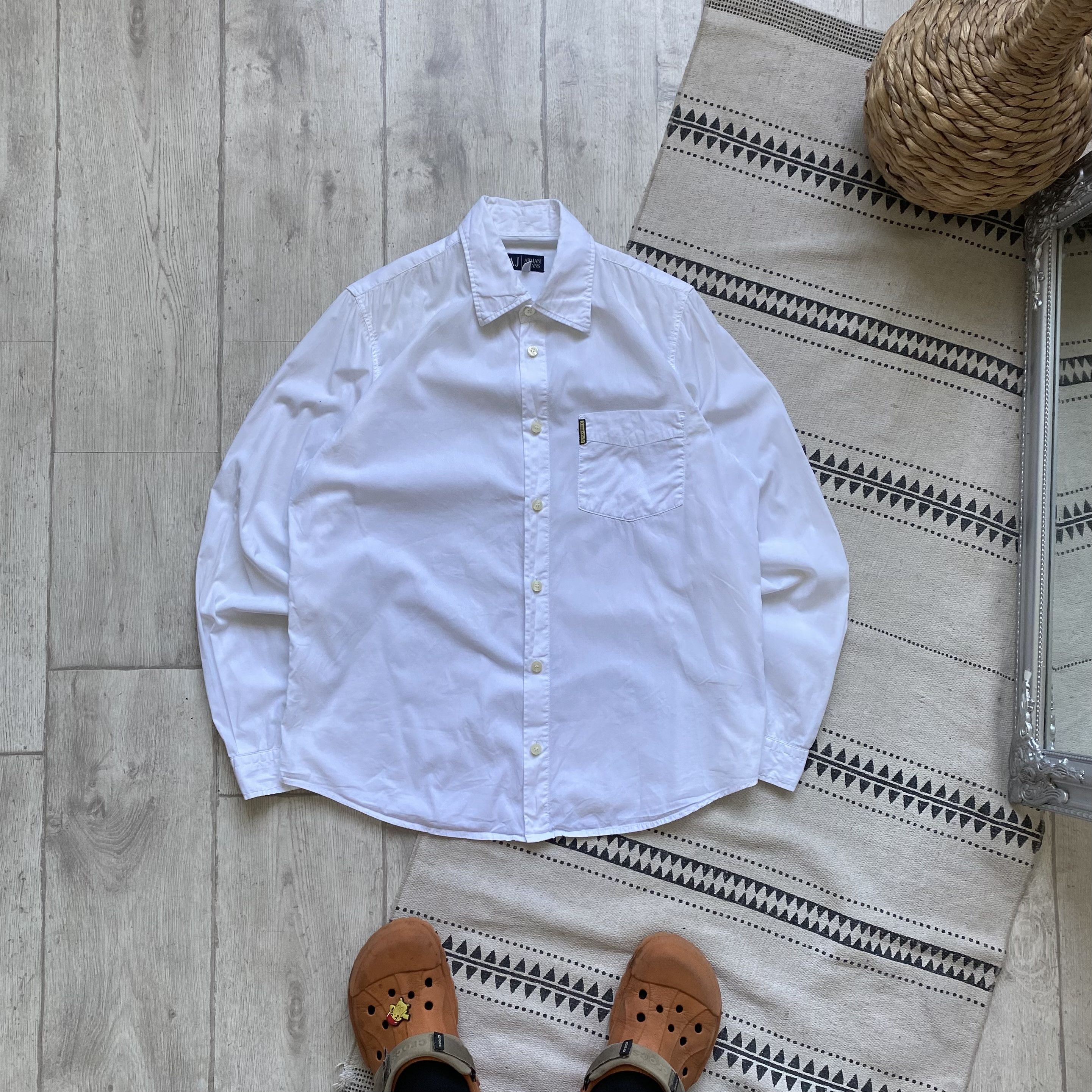Emporio Armani 👔 Vintage 80-90s Armani Classic Shirt White Oldmoney Luxury Size US M / EU 48-50 / 2 - 1 Thumbnail