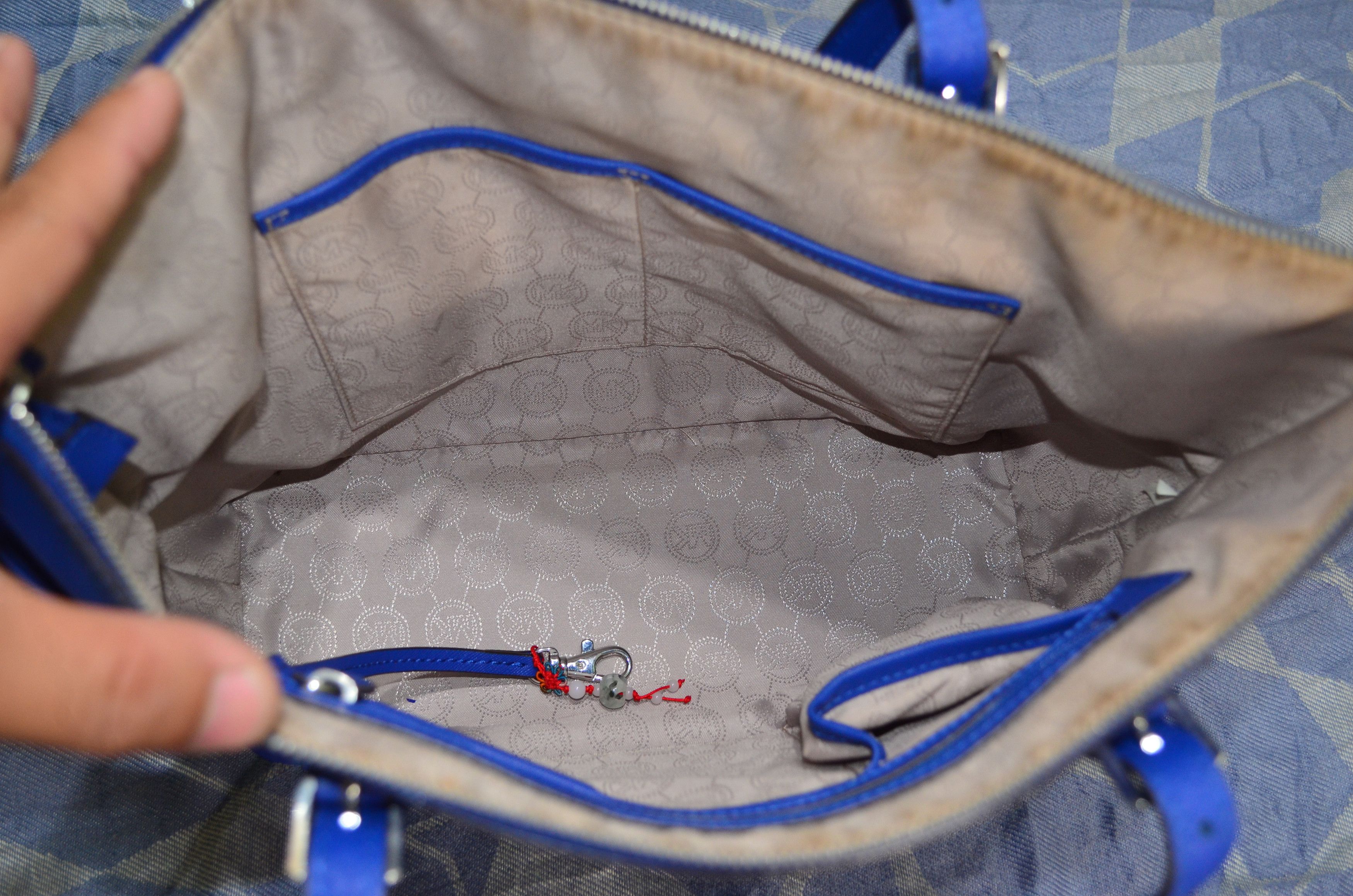 Michael Kors Blue Leather Tote Bag