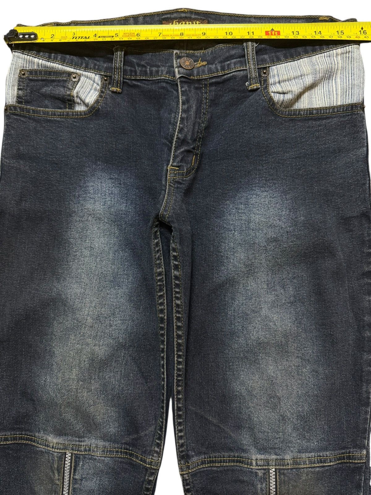 Tornado Mart Y2K Japanese Brand Blue Faded Wash Zipper Leg Flare Distress Size US 31 - 7 Thumbnail